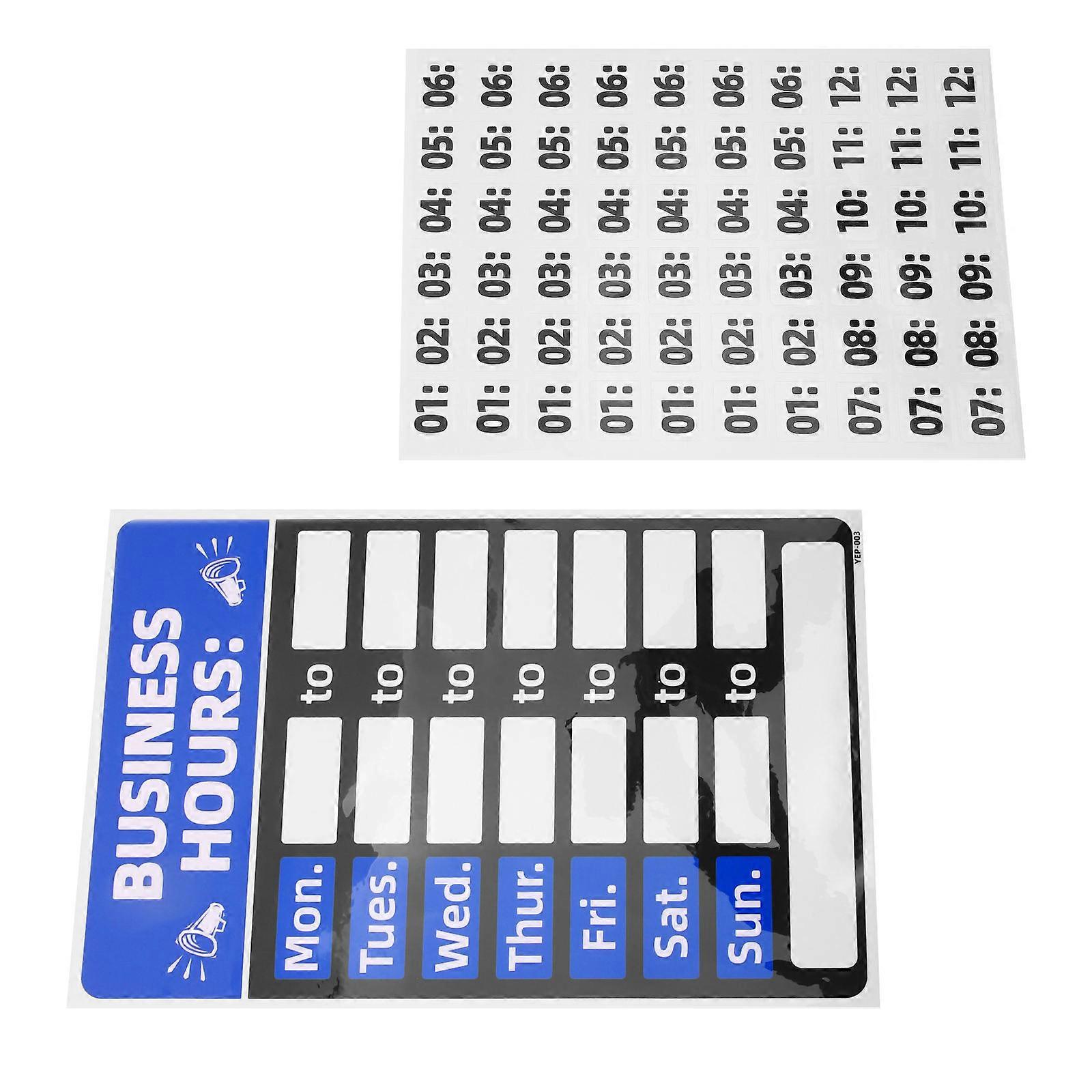 Opening Hour Sign Business Hours Sign Clear Opening Time Indication Standard Business Design PVC Material 30x20.5cm Adhesive 1 Set