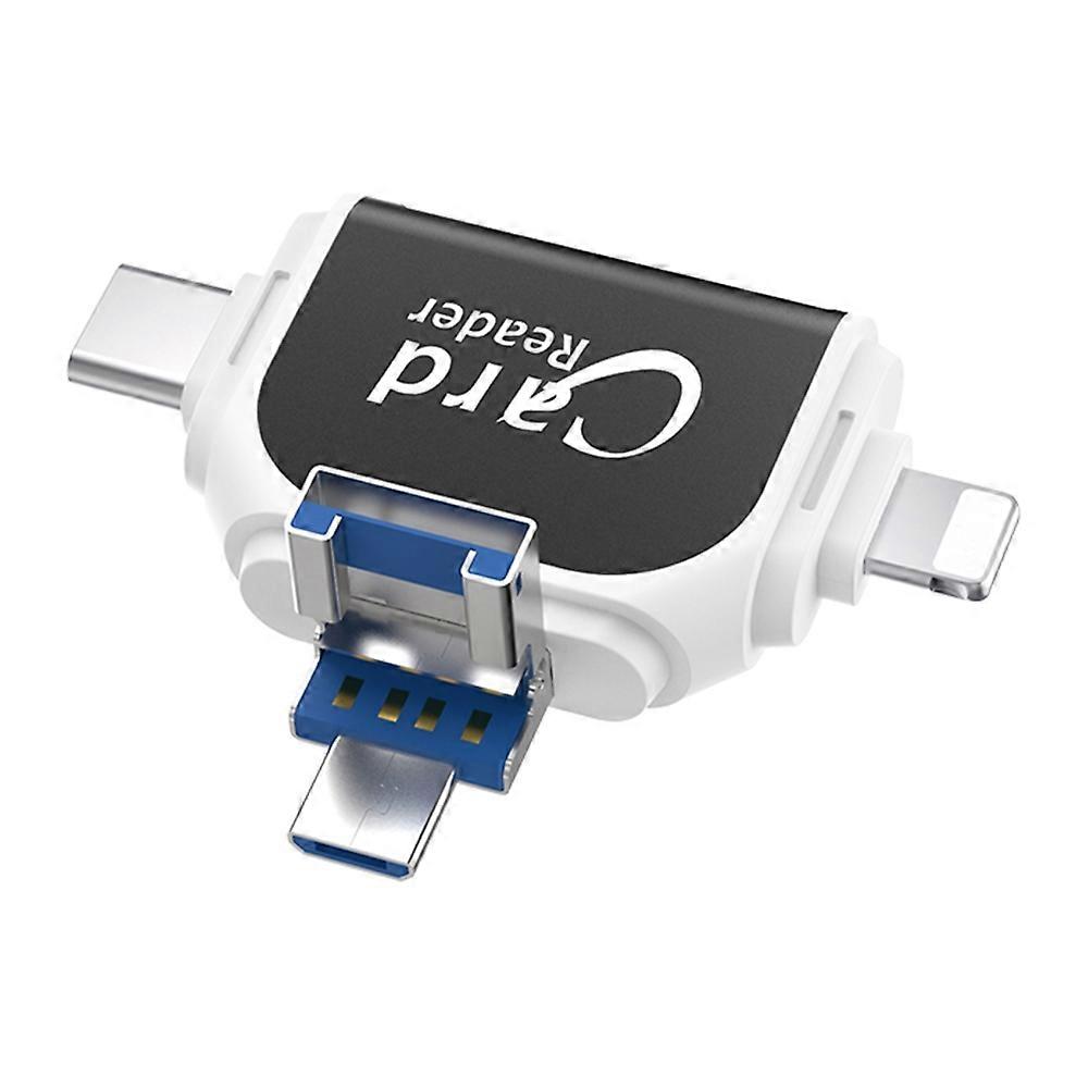 4-i-1 USB Lightning Type-C Micro-USB SD TF-kortleser Dataoverføringsadapter for iPhone Android Pho
