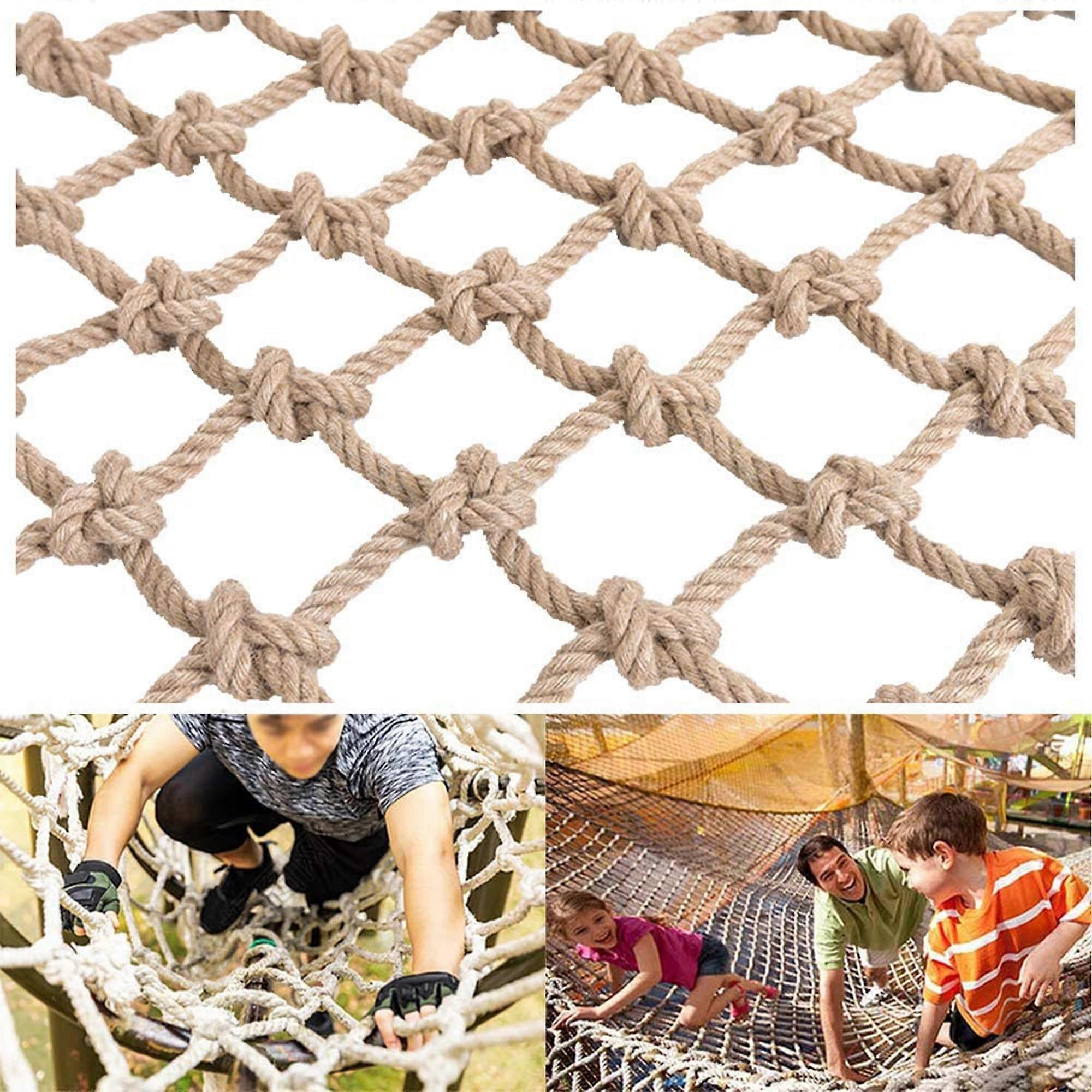Climbing Net 20mm Hemp Rope Net Training Playground Rock Wall Swing 2x2M