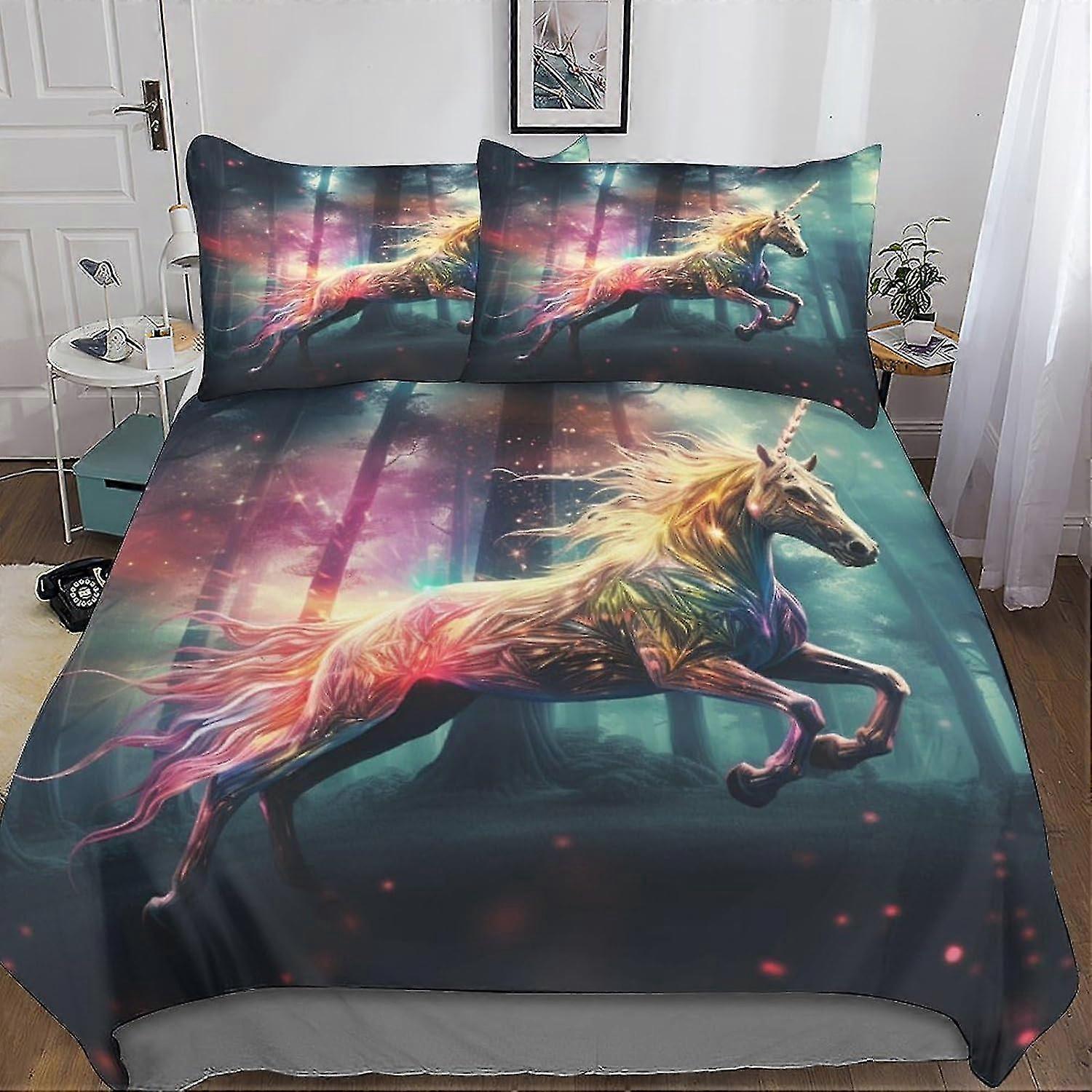 Soft Microfiber Fantasy Creature Bedding Set 3D Duvet Cover with Pillowcases, Comforter Cover 3 Piece Set