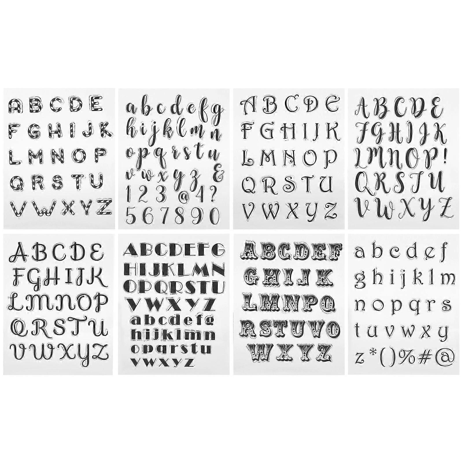 2025最新モデル8Pcsレター透明スタンプクリアDIY図面