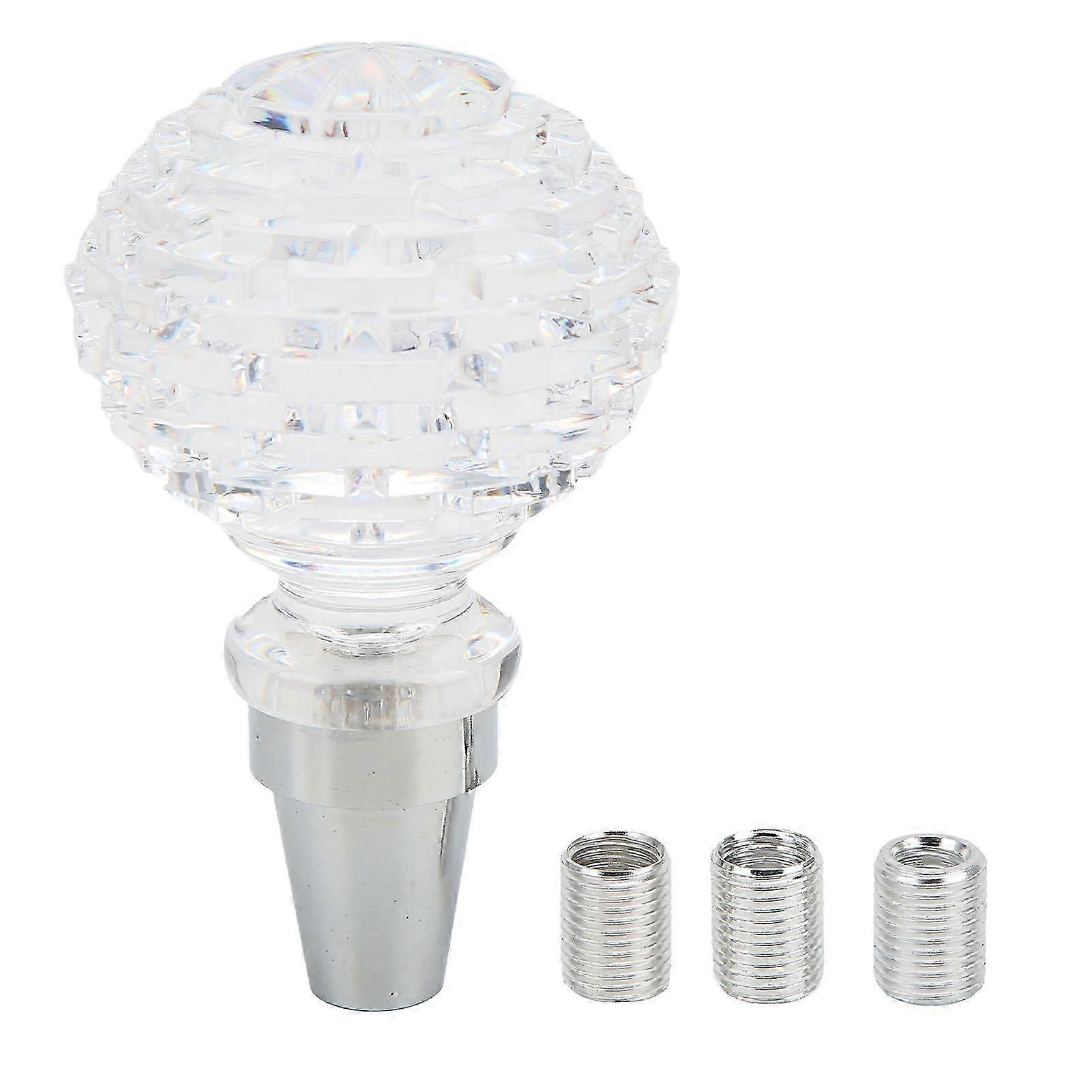 Crystal Gear Shift Lever Knob Ball Shape Universal for Manual Transmission Vehicles with 3 Adapters Type B