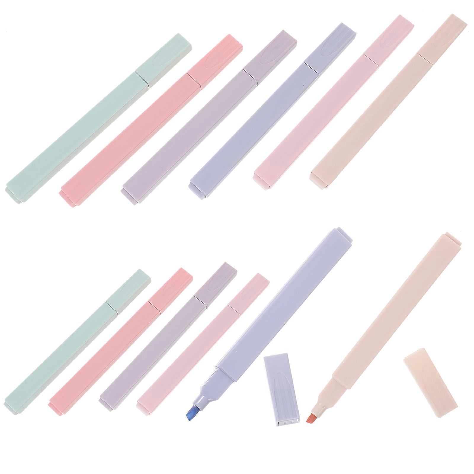 Highlighters Pens For Students Home Use Oblique Tip Assorted Color 12Pcs