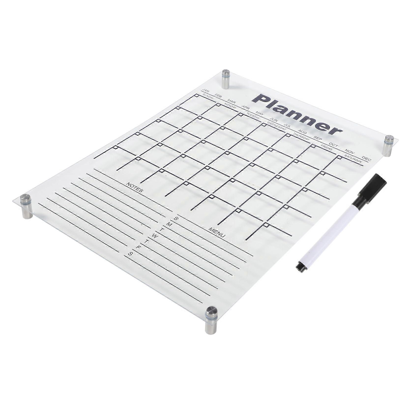 1 Piece Acrylic Dry Erase Board with Pen and Push Pins for Notes
