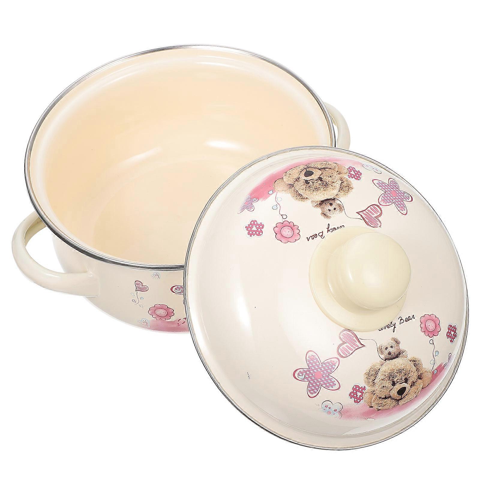 Enamel Pot with Double Handles, Heat Insulated Soup Pot for Home Cooking, Versatile Stockpot for Stews and Food Preparation