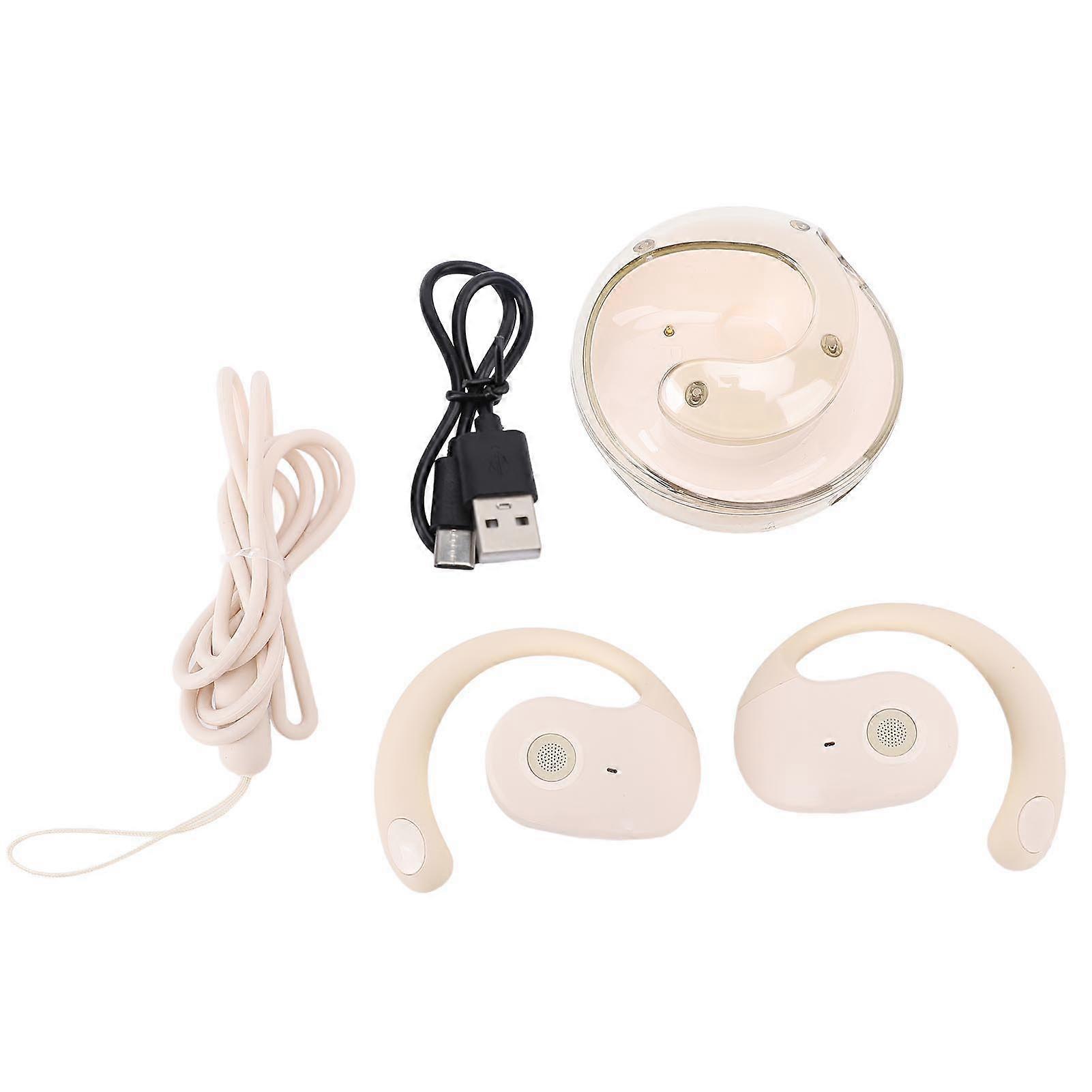 AI Language Translator Earbuds: 140 Languages, Real-Time, Bluetooth 5.4, Noise Cancelling, Beige