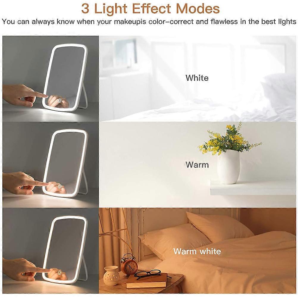 Desktop Led Touch Switch Makeup Mirror with 10X Magnification Round Mirror USB Rechargeable Desktop Vanity Mirror