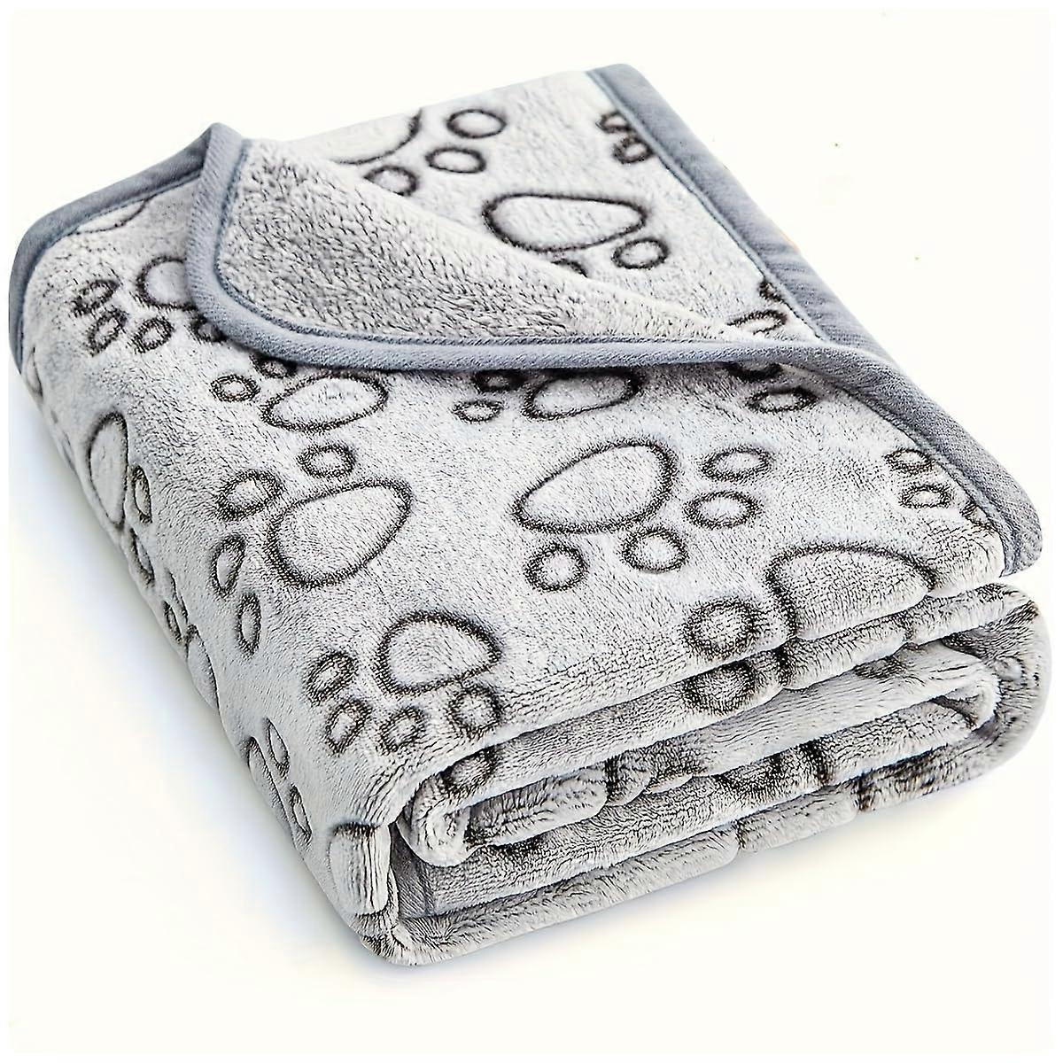 Soft, fluffy pet blanket, cute small cartoon pattern, warm and comfortable mat for cats, dogs, travel, home, ideal gray 40x60cm