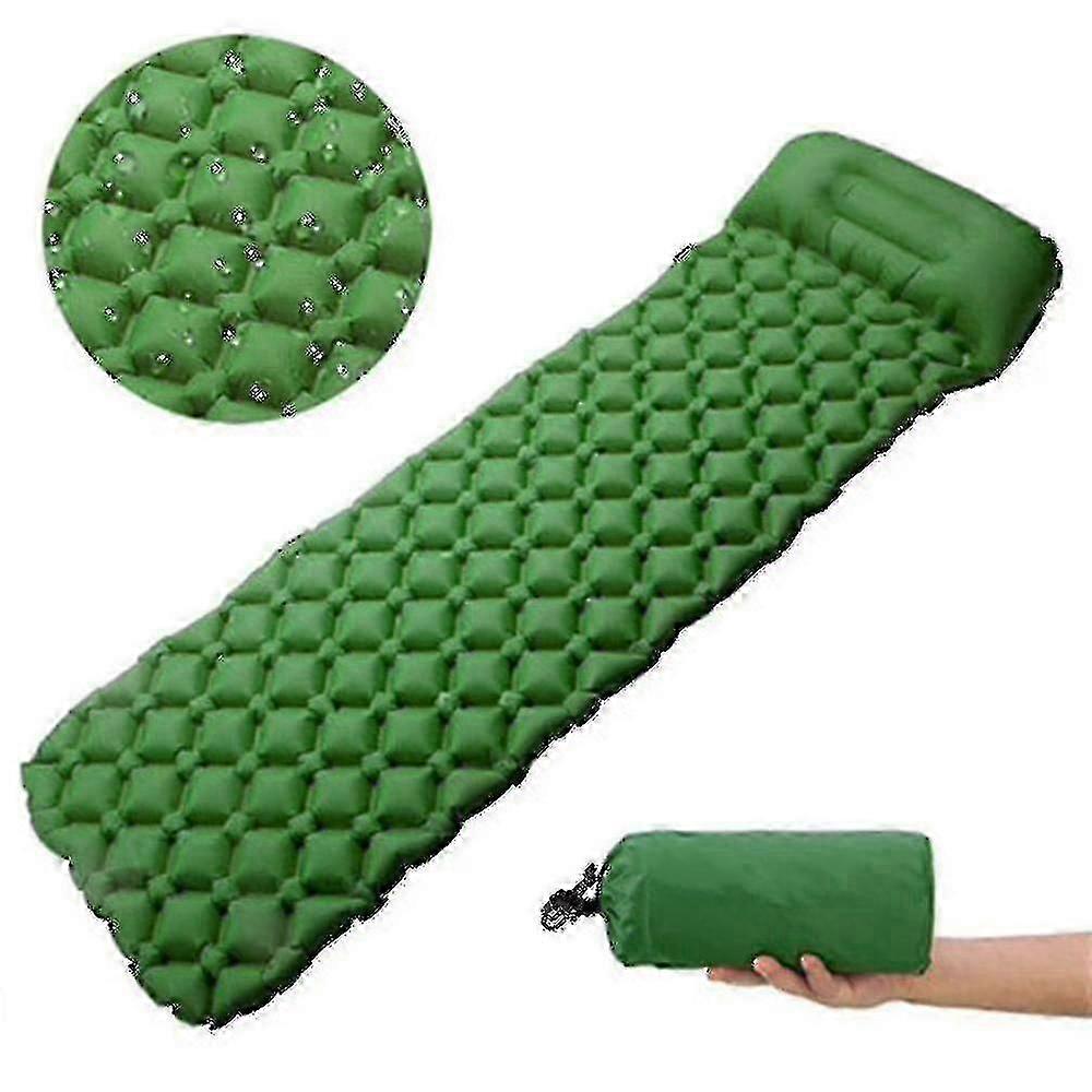 Ultralight Sleeping Pad With Built-in Pillow, Inflatable Camping Mattress Compatible Wi