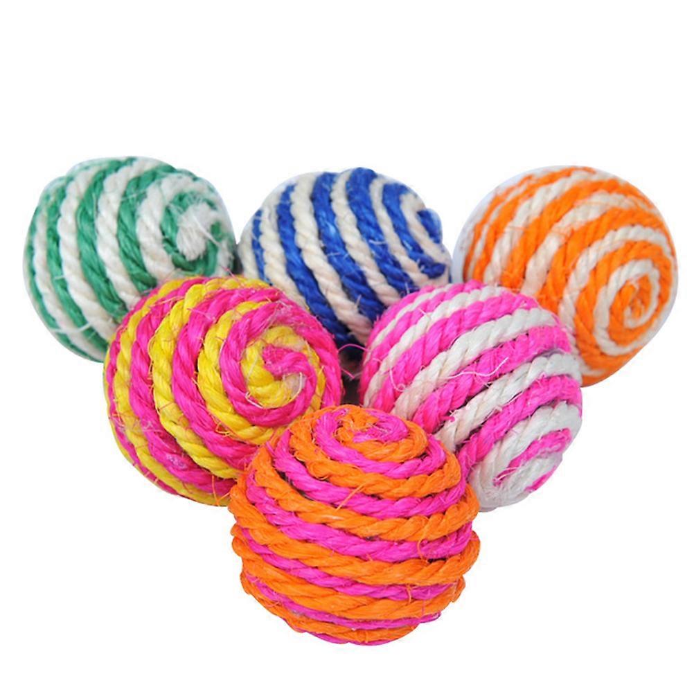 Interactive Cat Toy Sisal Hemp Ball Kitten Teaser Playing Chew Scratch Home Play 5x5x5cm 6Set