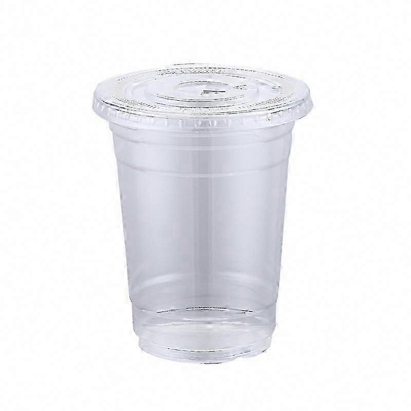 100pcs 360ml Clear Plastic Cups with Lids for Cold Drinks & Iced Beverages