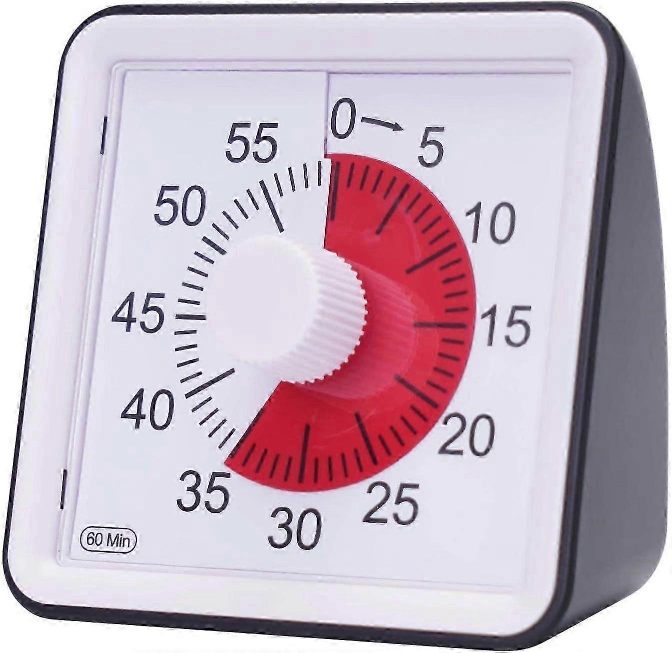 Visual Analog Timer, Silent Countdown Timer, Time Management Tool for Kids and Adults (Black)