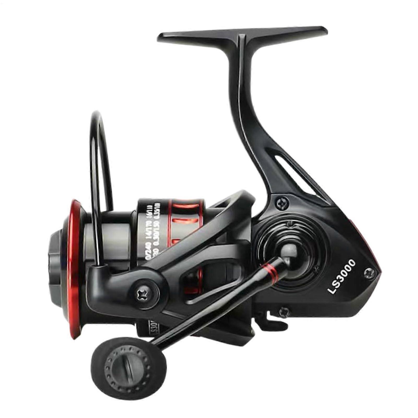 Fishing Reel for Fishing Rods Smooth and Efficient for Inshore, Surf, Crappie, Catfish, Offshore, Black Red LS3000.