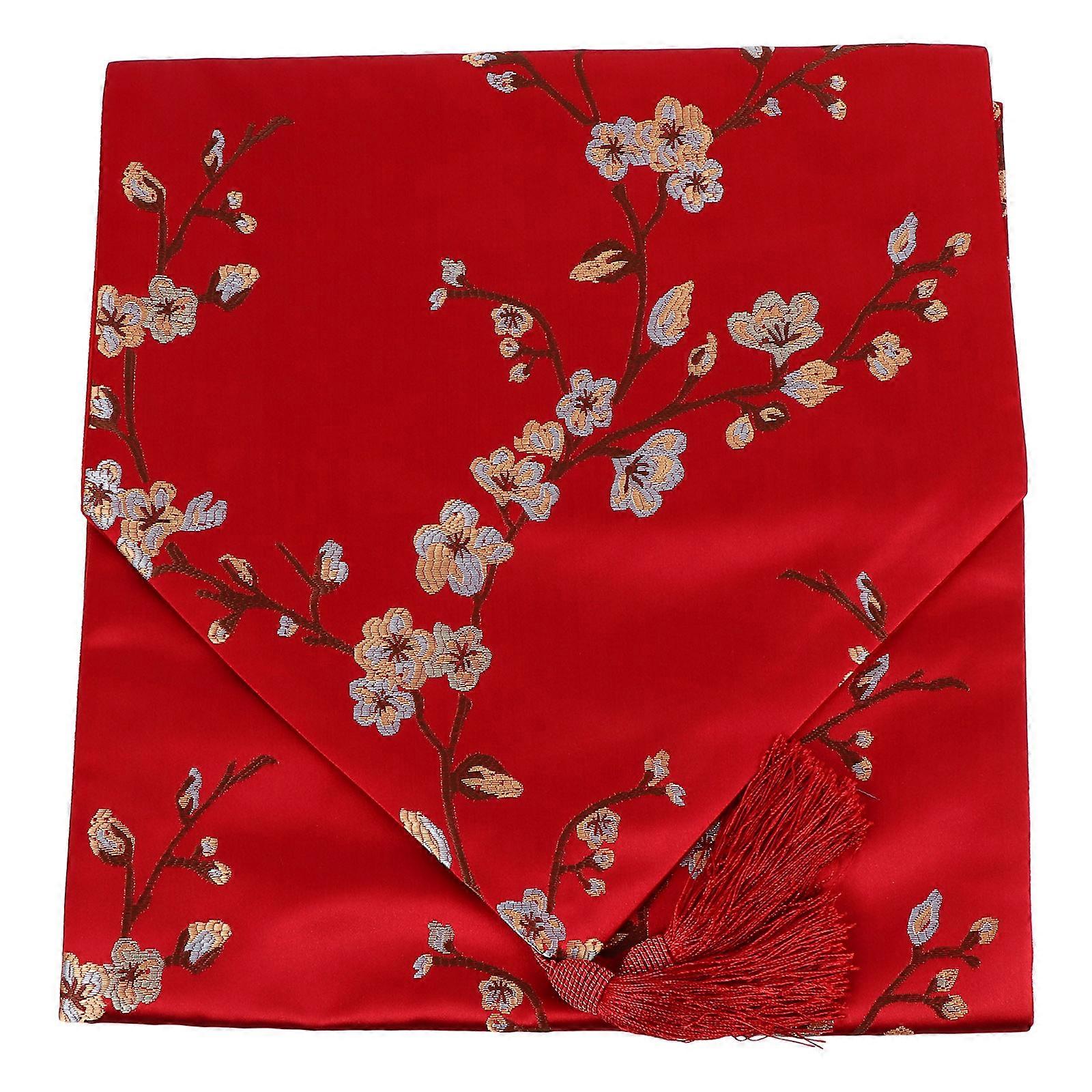 Lunar New Year Runner Chinese Red Polyester Table Covering For Parties And Home Gatherings 1Pack