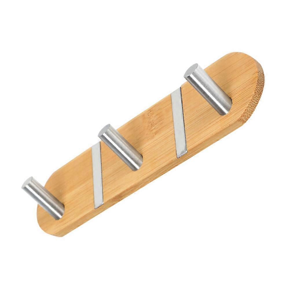 Adhesive Heavy Duty Egg Shaped Bamboo Hook Rack with 3 Hooks for Bathroom Bedroom Wall Mount Storage Coats Hats Towels Umbrellas No Punch