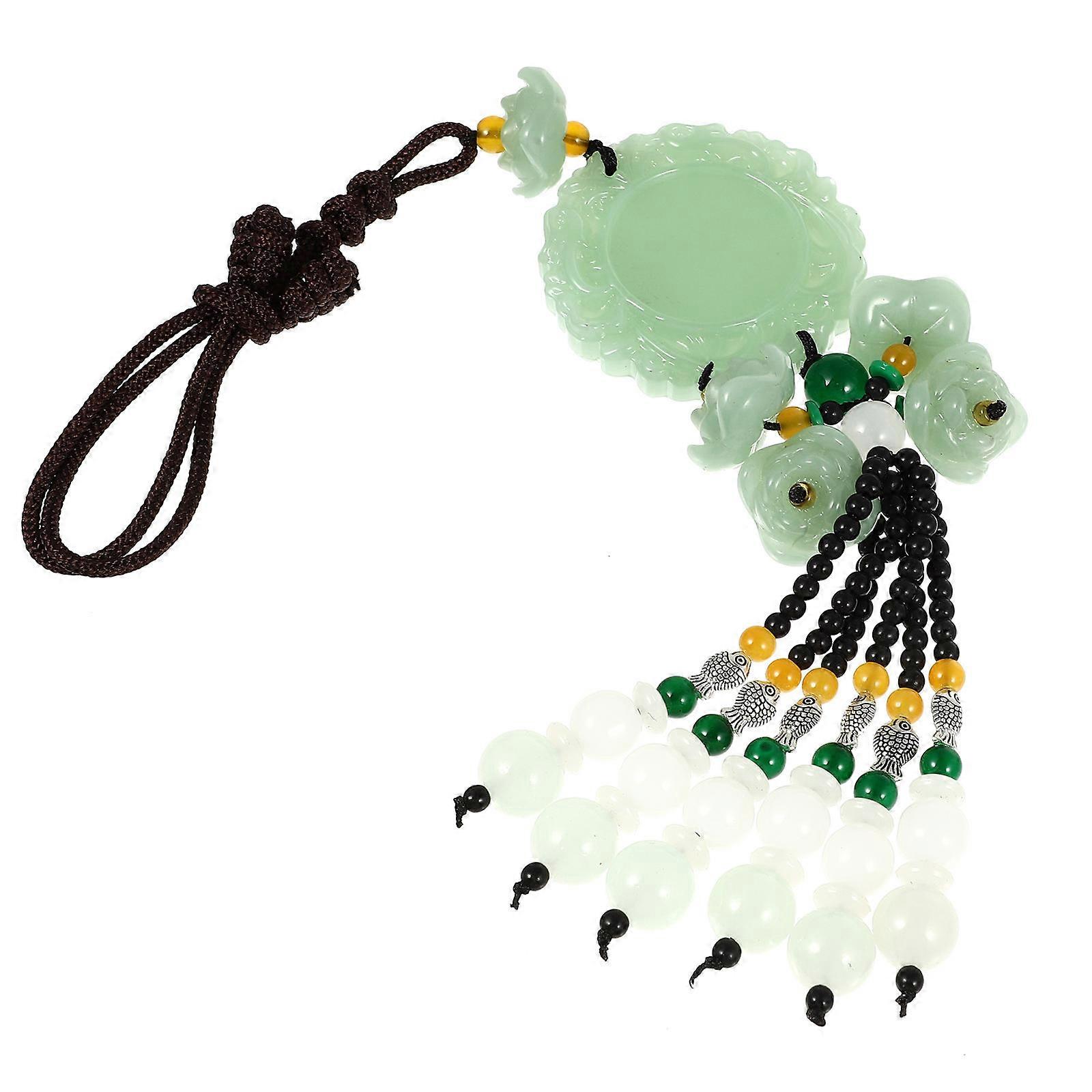 Durable Green Jade Design Car Pendant Made of Synthetic Material for Decor Use Compact Size