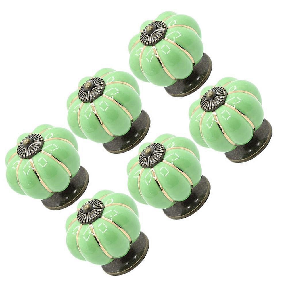 Cabinet Hardware Rustic Style Door Knobs for Cabinets Green Pumpkin Design Drawer Pull 6Pcs