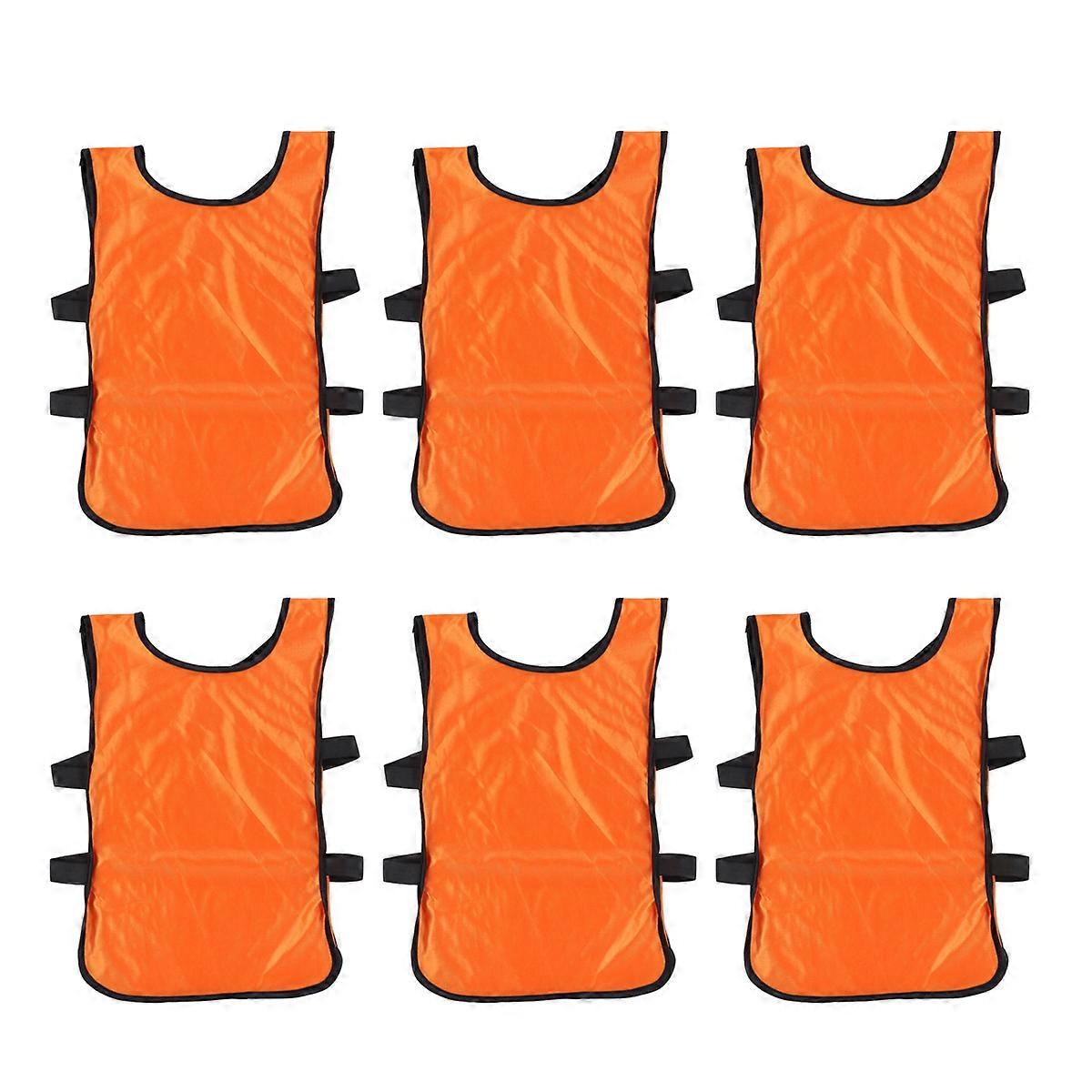 6pcs Breathable Orange Training Waistcoats for Soccer and Basketball – Durable Sport Vests for Comfortable Practice