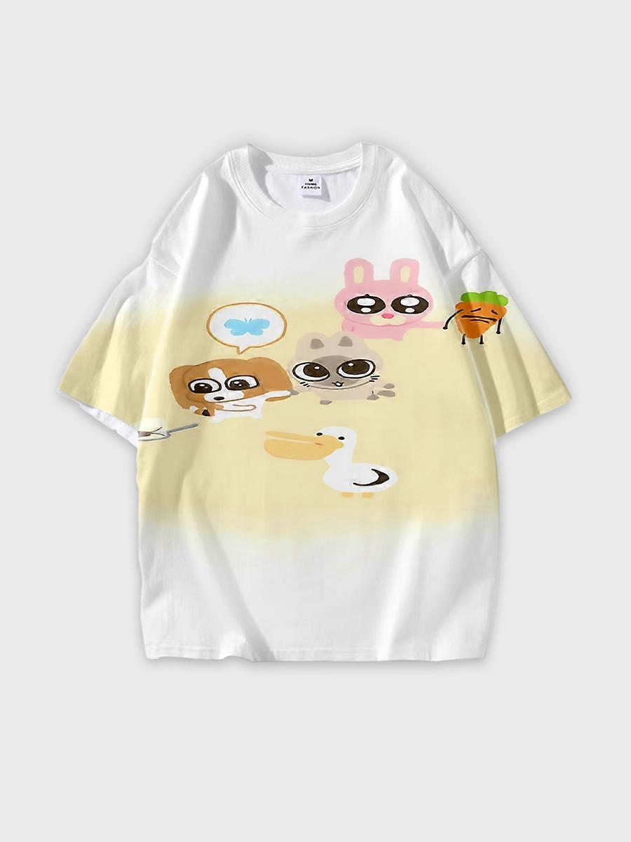 T-shirt round neck Cartoon Role Pattern loose short sleeve D3267