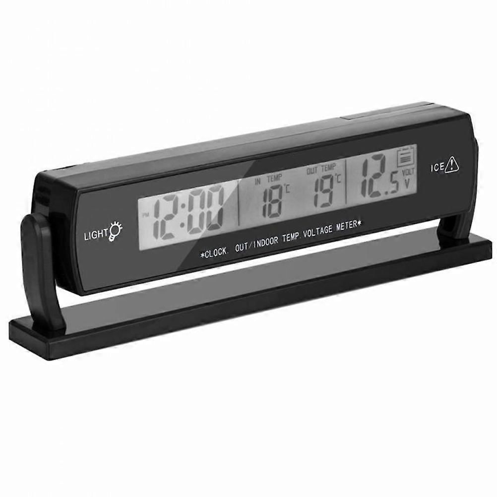 Car Voltmeter And Thermometer High Low Voltage Alert Function Vehicle Monitoring Occasion Temperature Measurement 6.1×0.9×2in 1Pcs