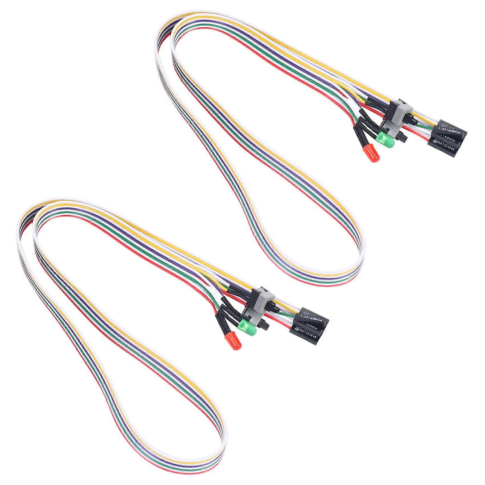 2X PC Case Red Green LED Lamp ATX Power Supply Reset HDD Switch Lead 20 inch