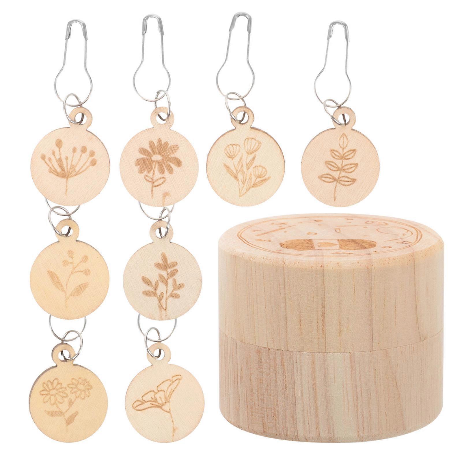 Knitting Stitch Holders Wood Carved Design Handicraft Supplies Suitable For Diy Projects 1Set