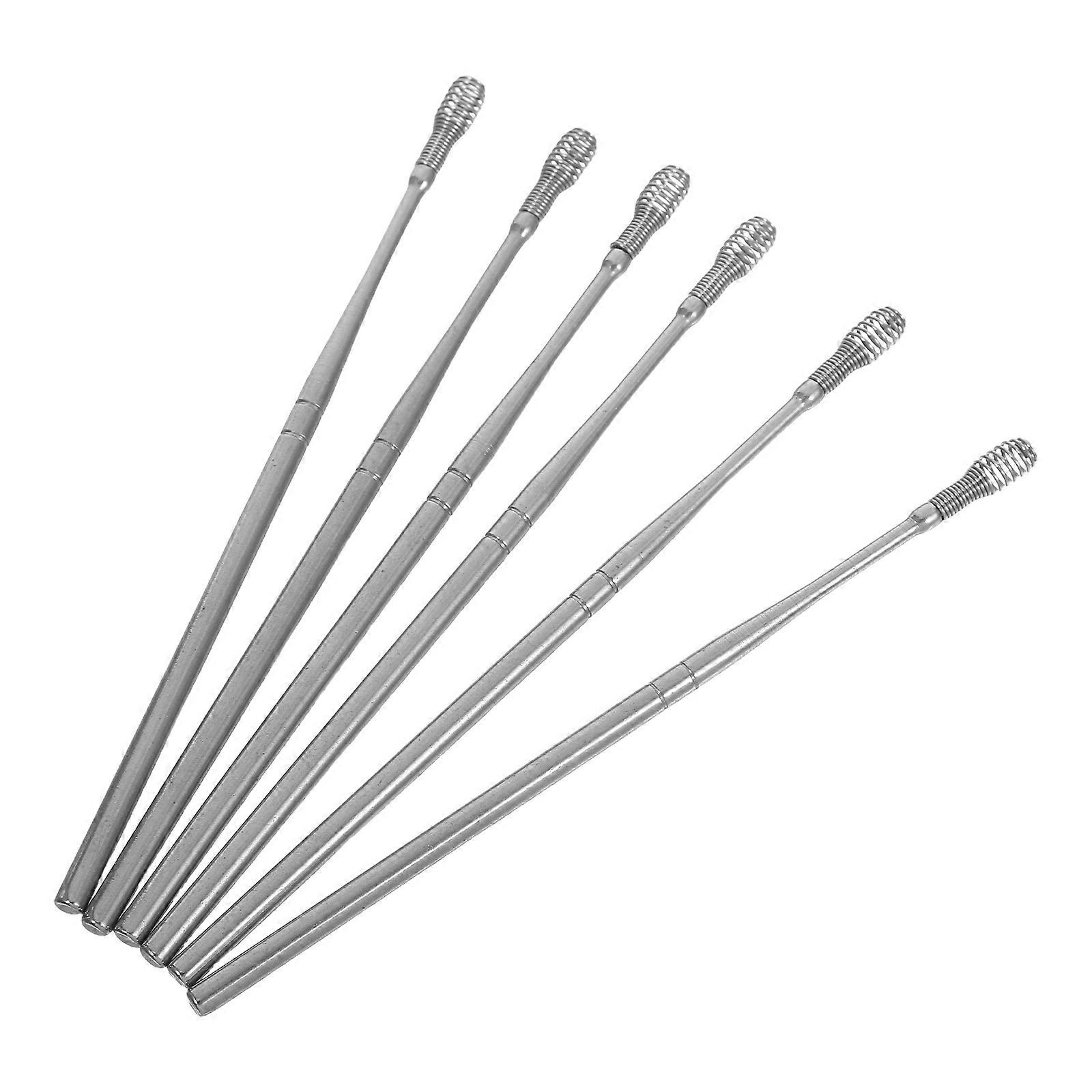 6pcs Stainless Steel Ear Cleaning Tools for Home Use Silver Color Effective Earwax Remover 0.15