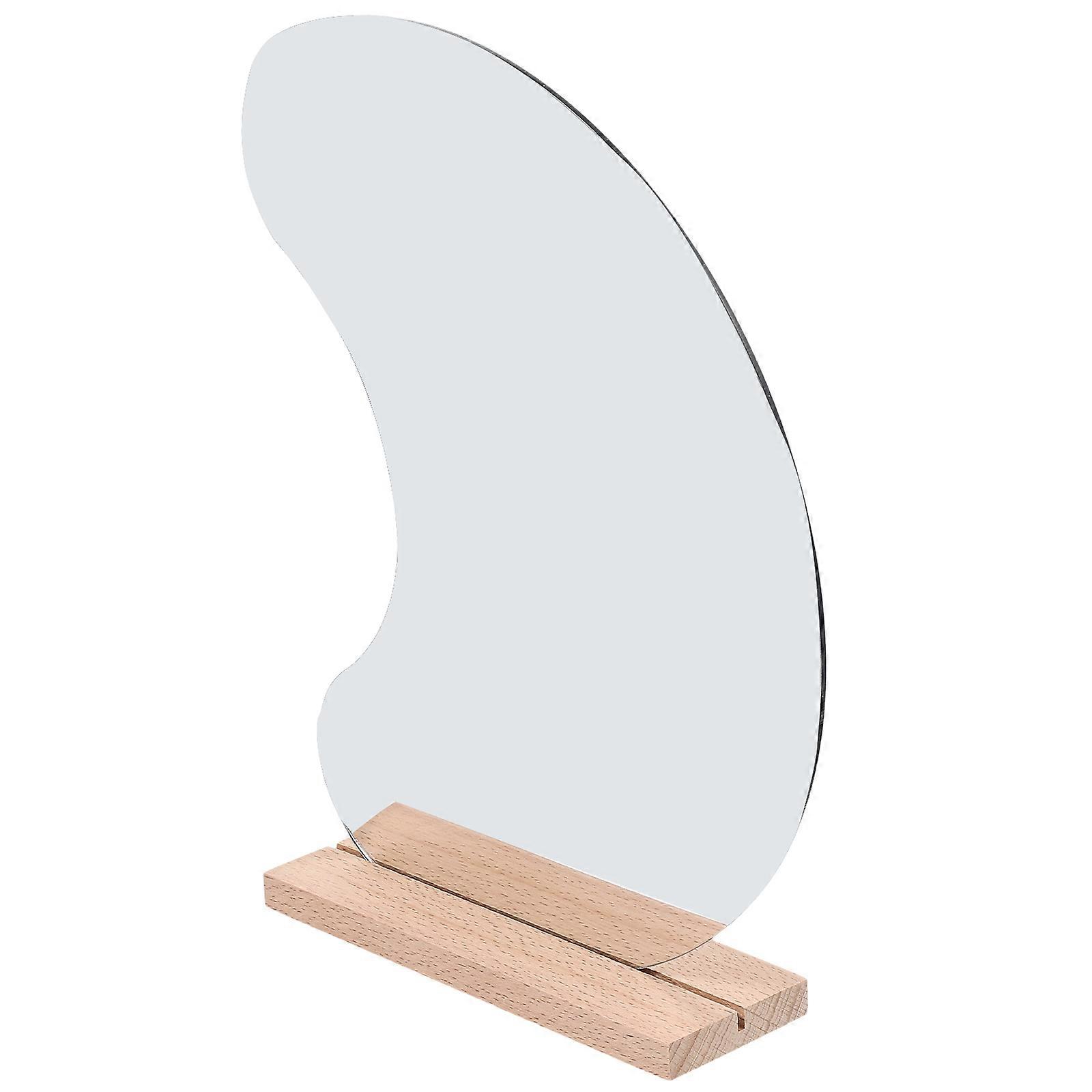 Wooden Base Desktop Makeup Mirror Acrylic Irregular Cosmetic Mirror