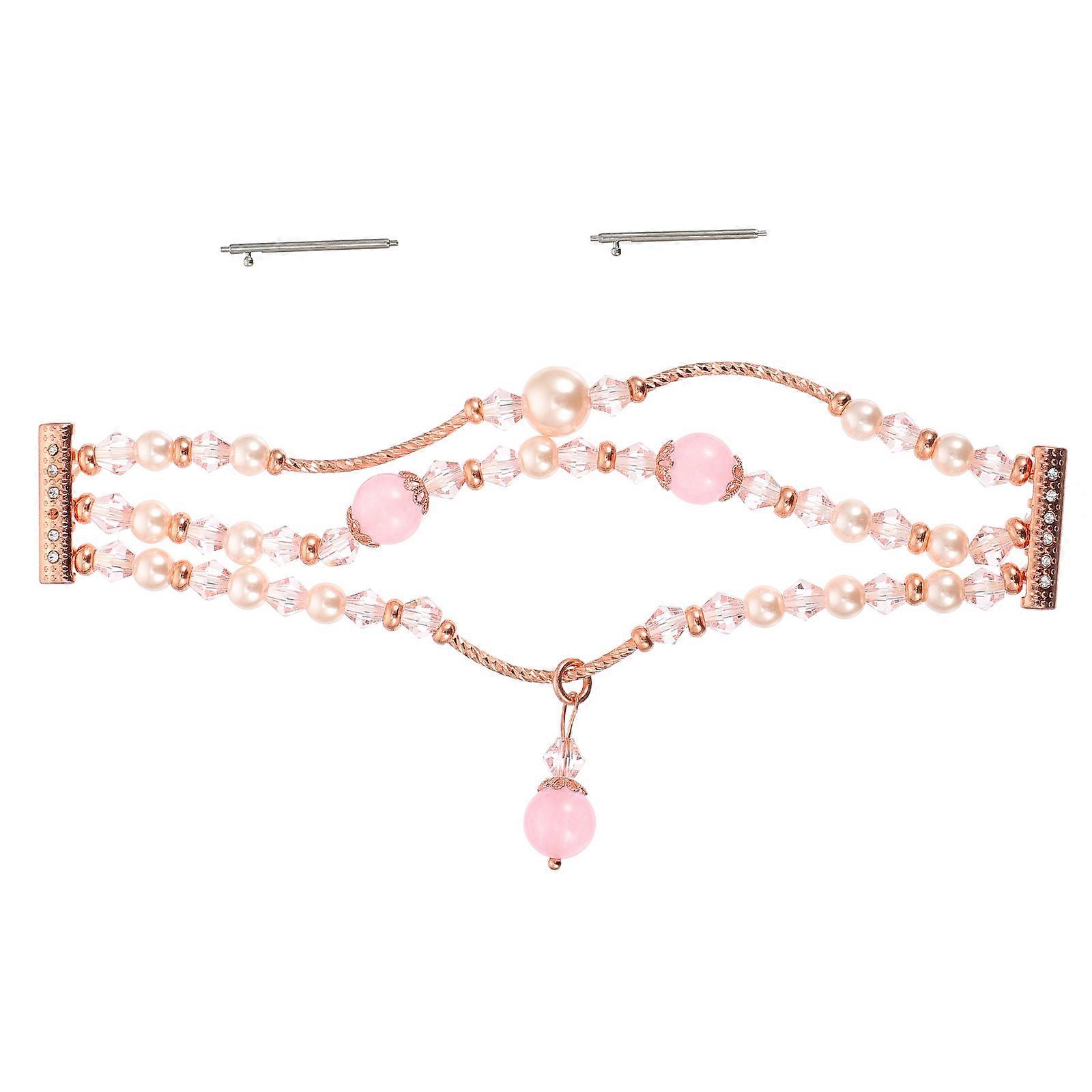 Stylish Pink Agate Beaded Watch Strap for Smart Watches Durable Comfortable Adjustable Size Options