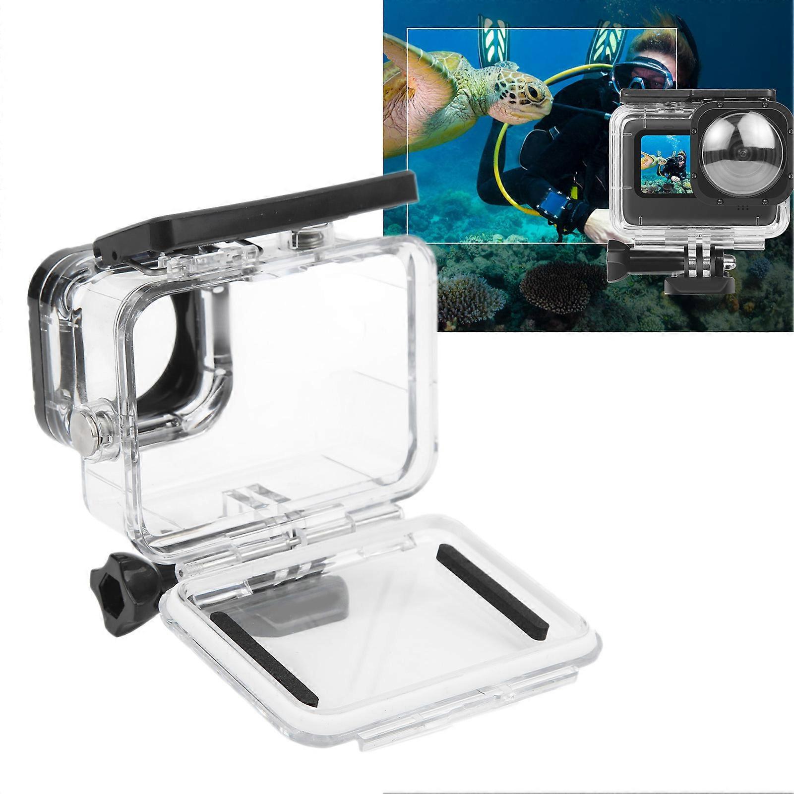 40m Waterproof Housing Case for HERO 10/9 Max Lens Mod Wide Angle Lens Action Camera Black 