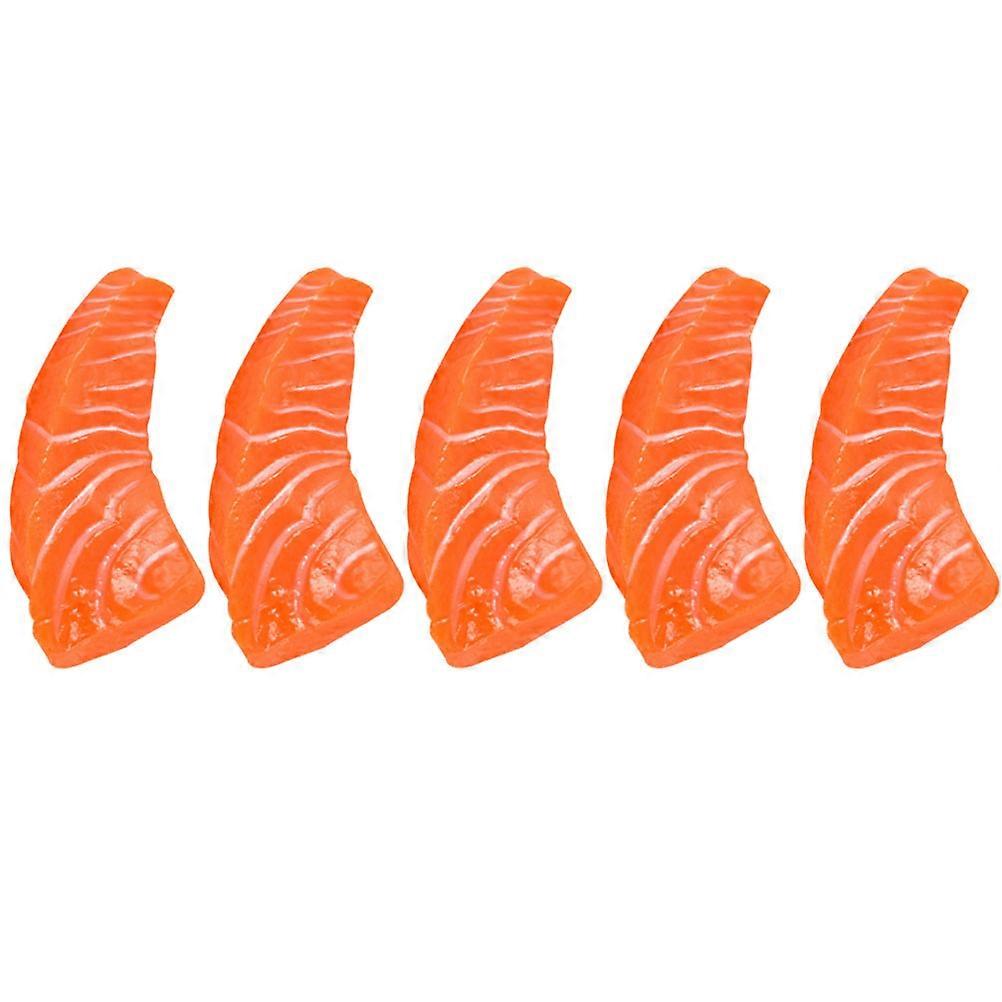 Lifelike Salmon Slices Model for Kids Playing Made of Durable PVC Orange Color Versatile Decoration 5 Pieces