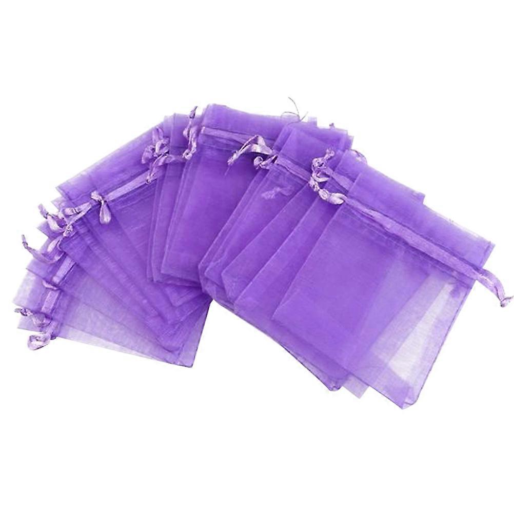 Purple Organza Drawstring Bags for Storing and Gifting Perfect for Parties Weddings 7x9CM