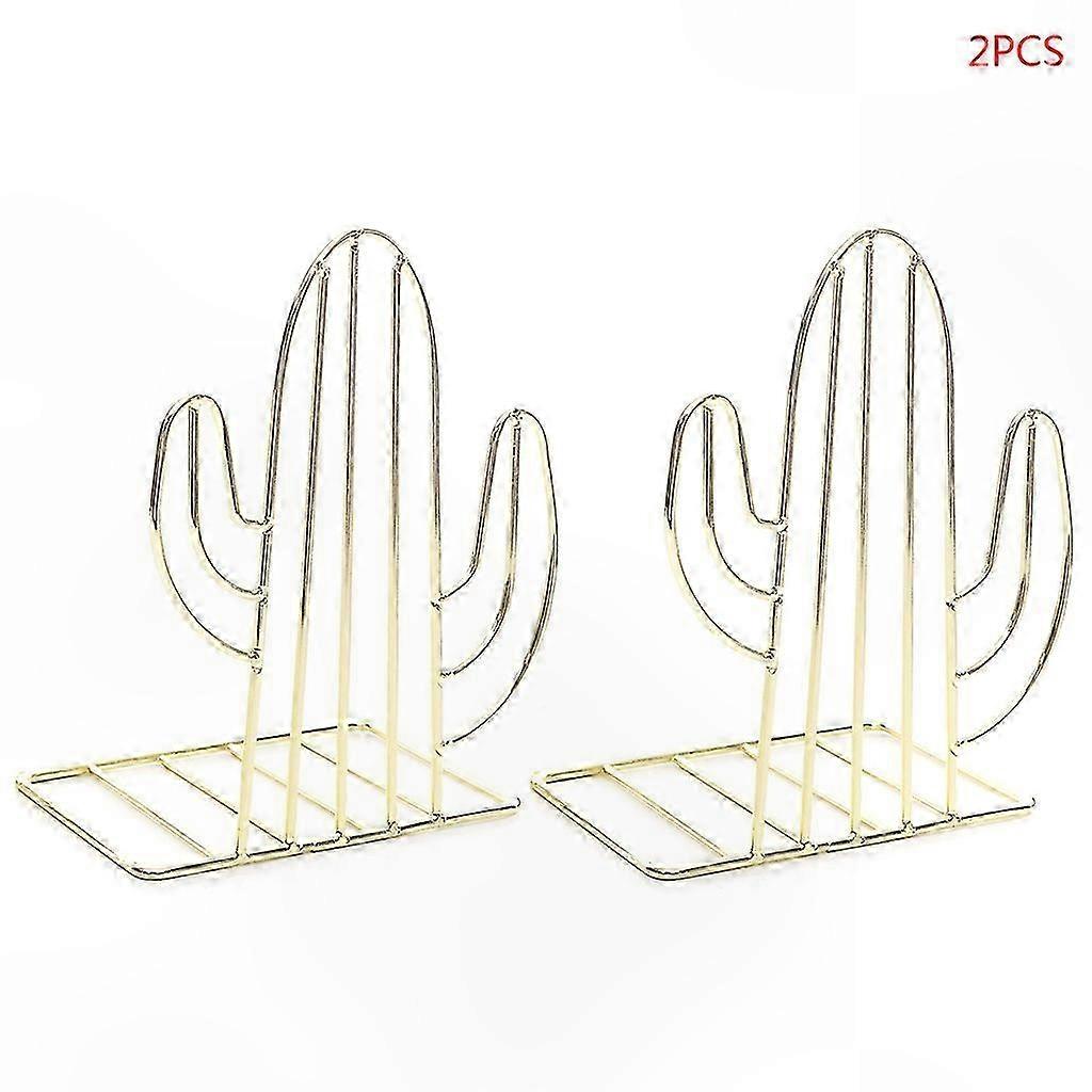 2PCS/Pair for Creative Cactus Shaped Metal Bookends Book Support Stand Desk Orga Rose gold