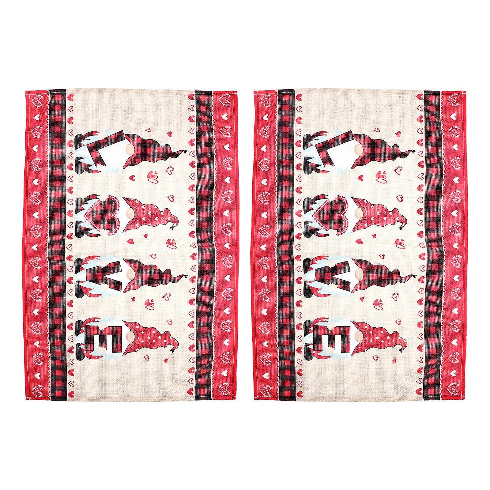 Valentine's Day Table Mats 2Pcs Gnome Pattern Washable Rectangular Placemats Assorted From Scratches Decoration For Kitchen Table