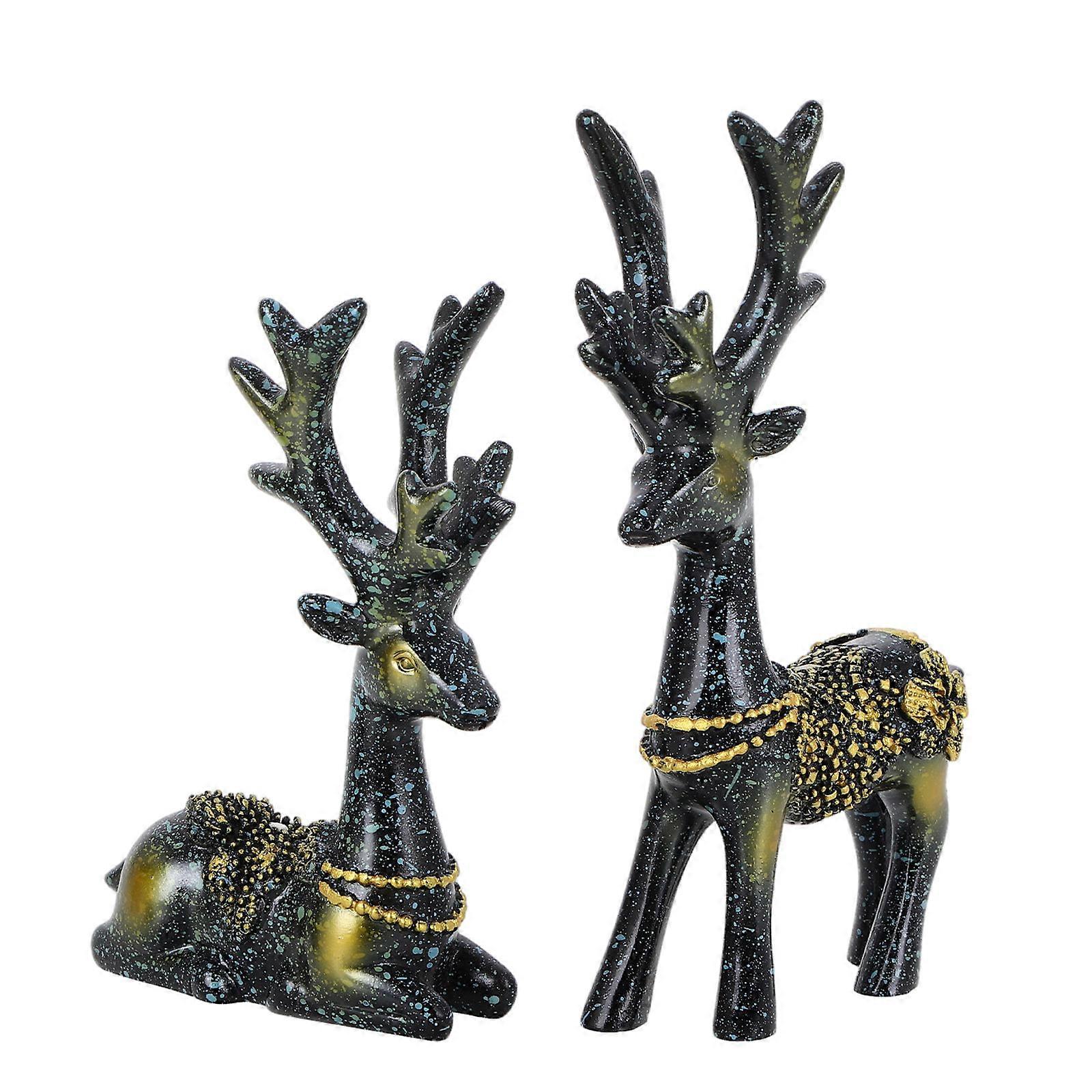 Stylish Deer Figurines For Room Decoration Multi Color Cute Design Ideal For Gifting Occasions 1 Pair