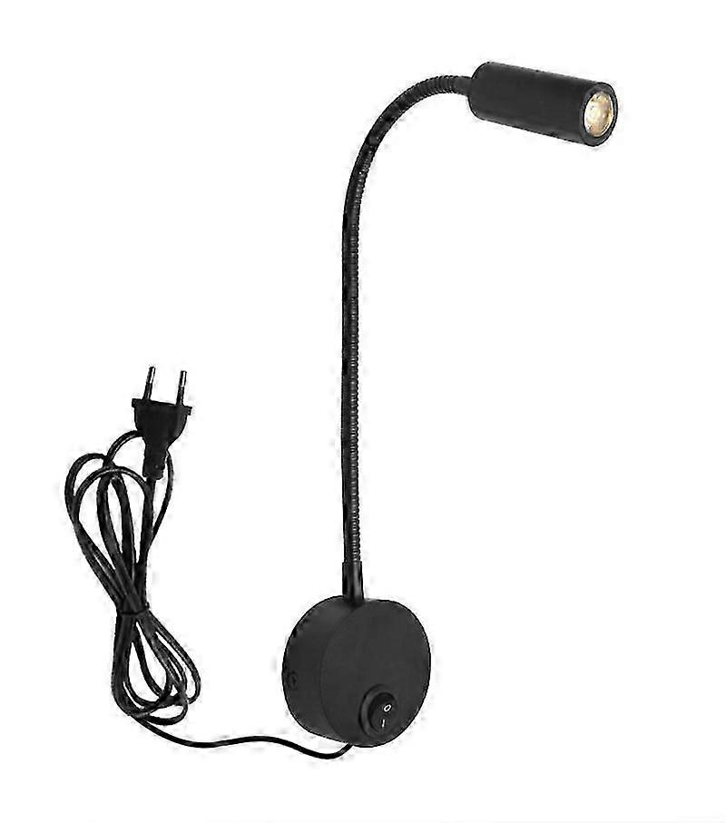 3w Gooseneck Led Lamp With Plug Cord Flexible Hose Sconce Bedroom Bedside Reading Mount Lighting Ac85-265v