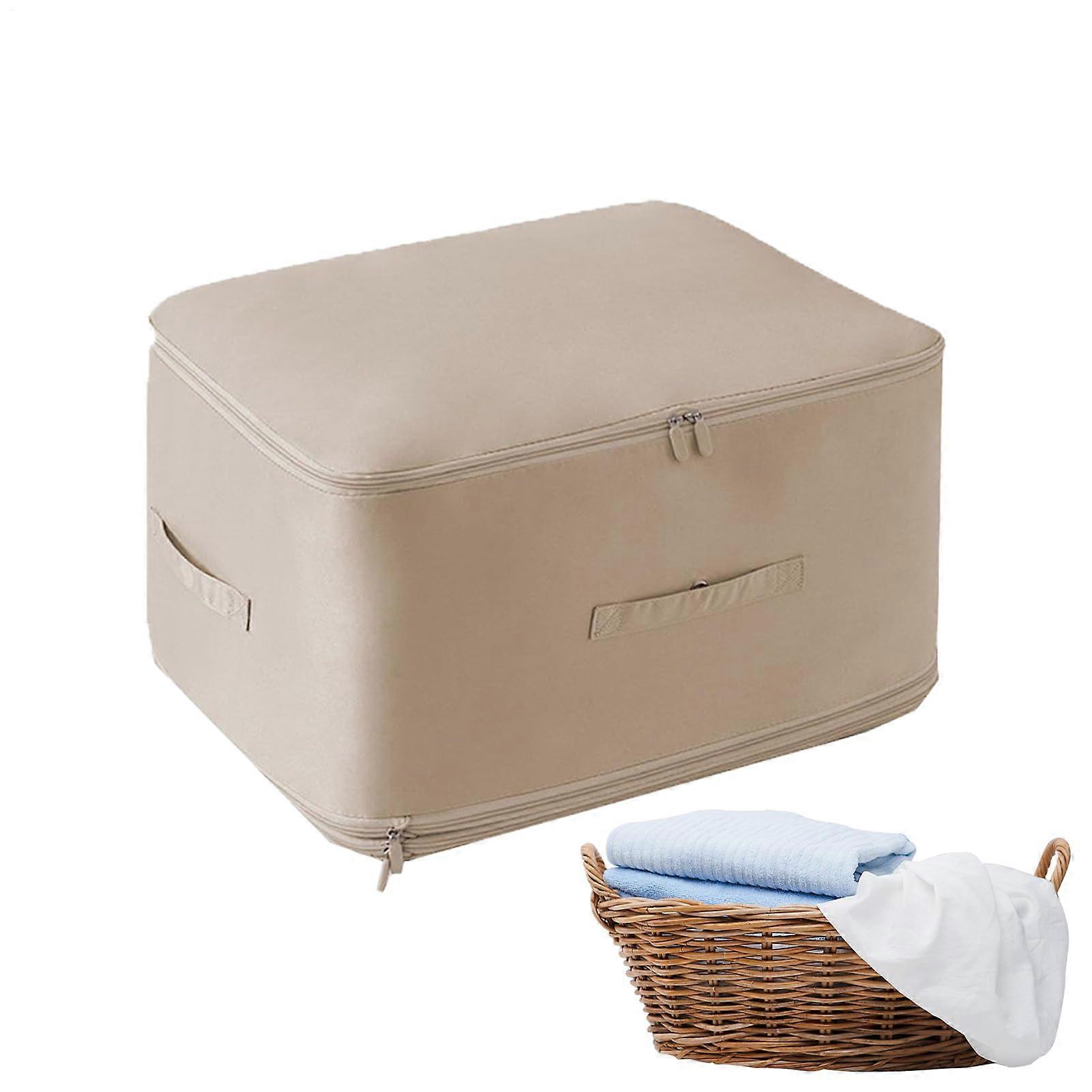 Compression Organizer | Dustproof Storage Bags for Blankets and Comforters | Multi-Functional Bedroom and Travel Blanket Storage, Apricot