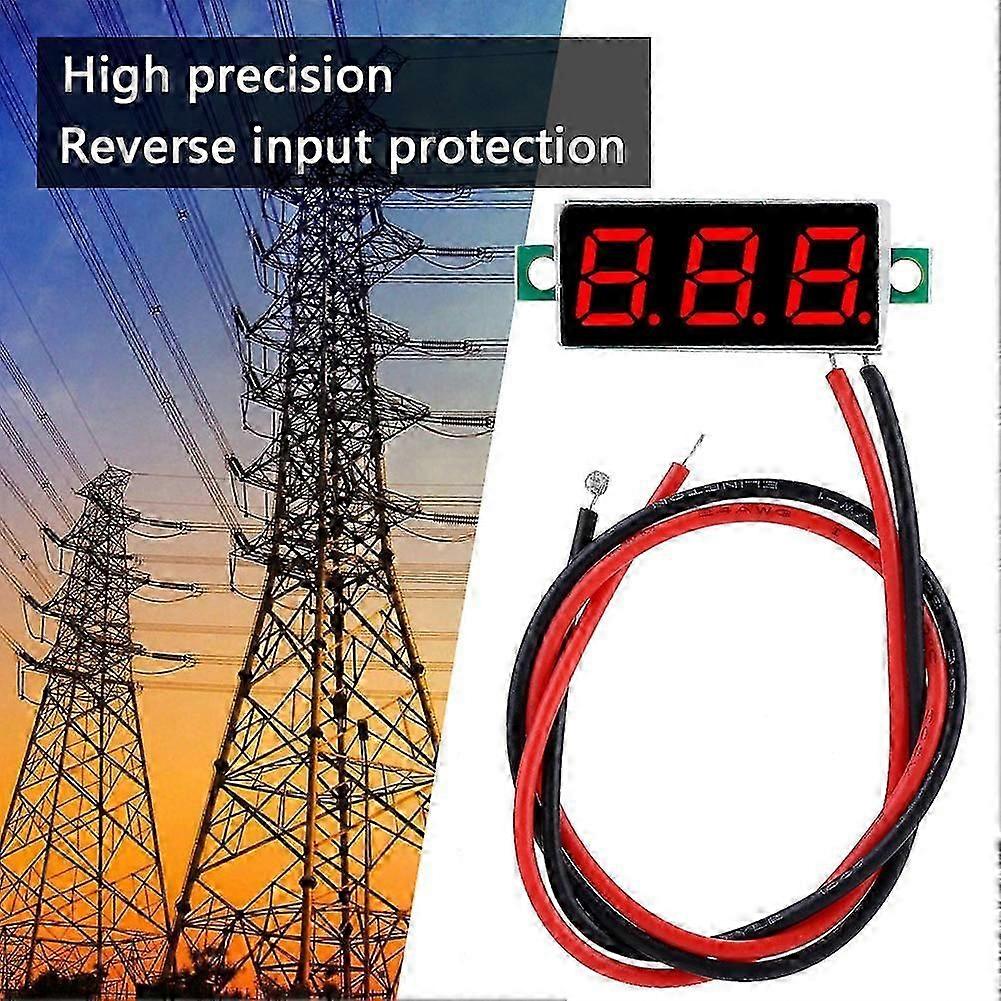Digital Voltmeter DC Voltage Meter Panel 2.5-30V with 0.28 Inch LED Display Red