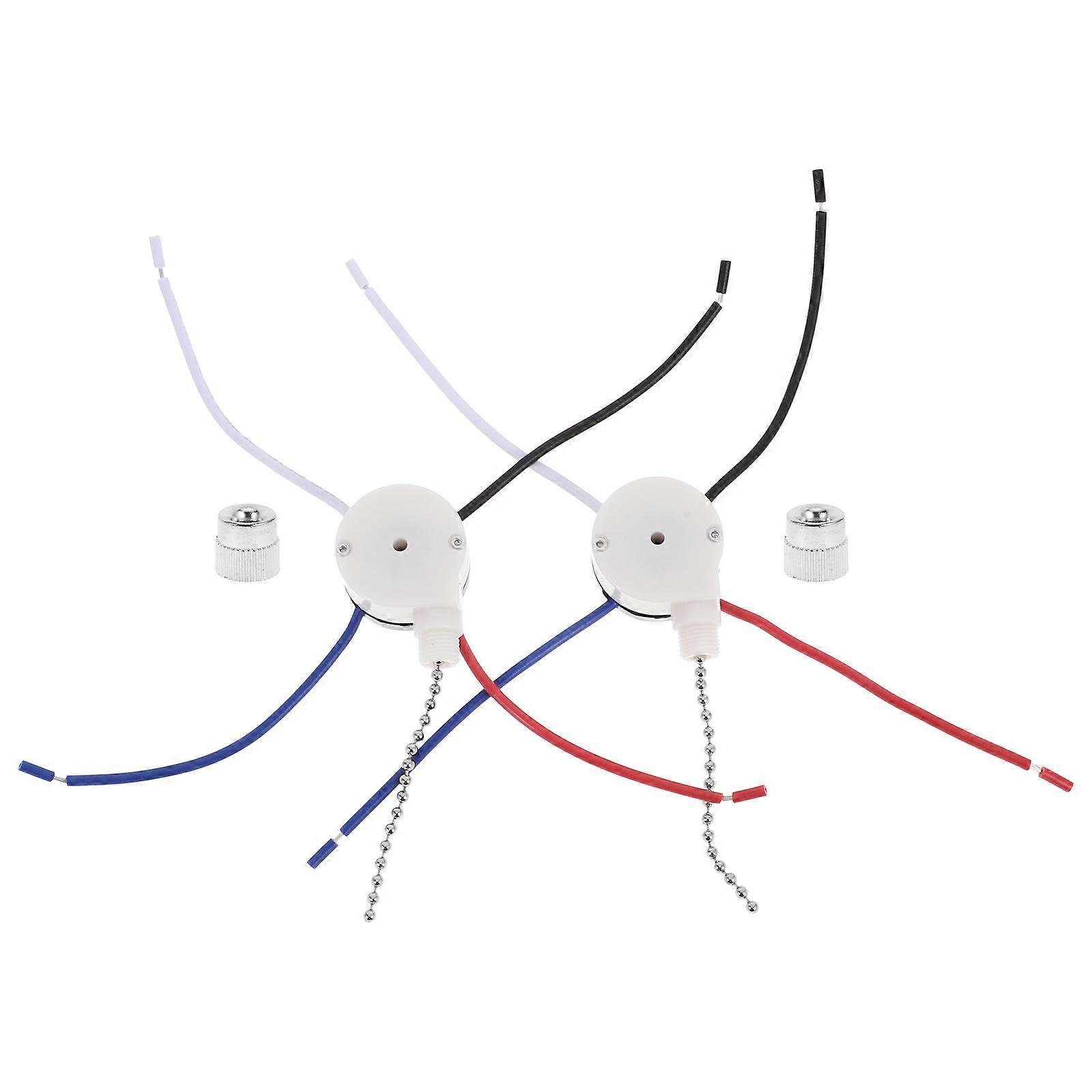 2Pcs Ceiling Fan Pull Chain Switch Kit 3 Speed 4 Wire Control Replacement Part for Ceiling Fans Wall Lights