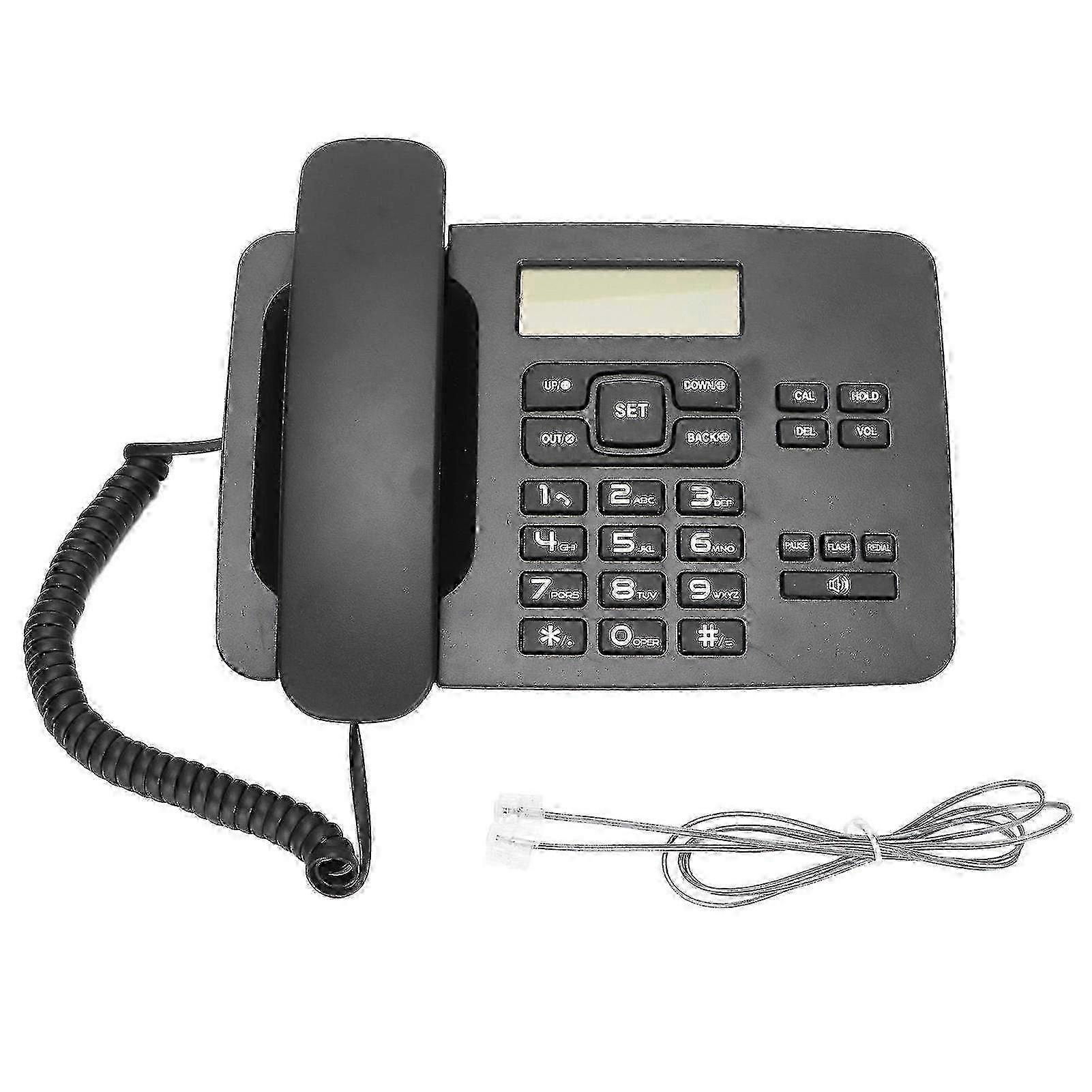 Black Corded Desktop Telephone with Caller ID and Semi Hands-Free Function