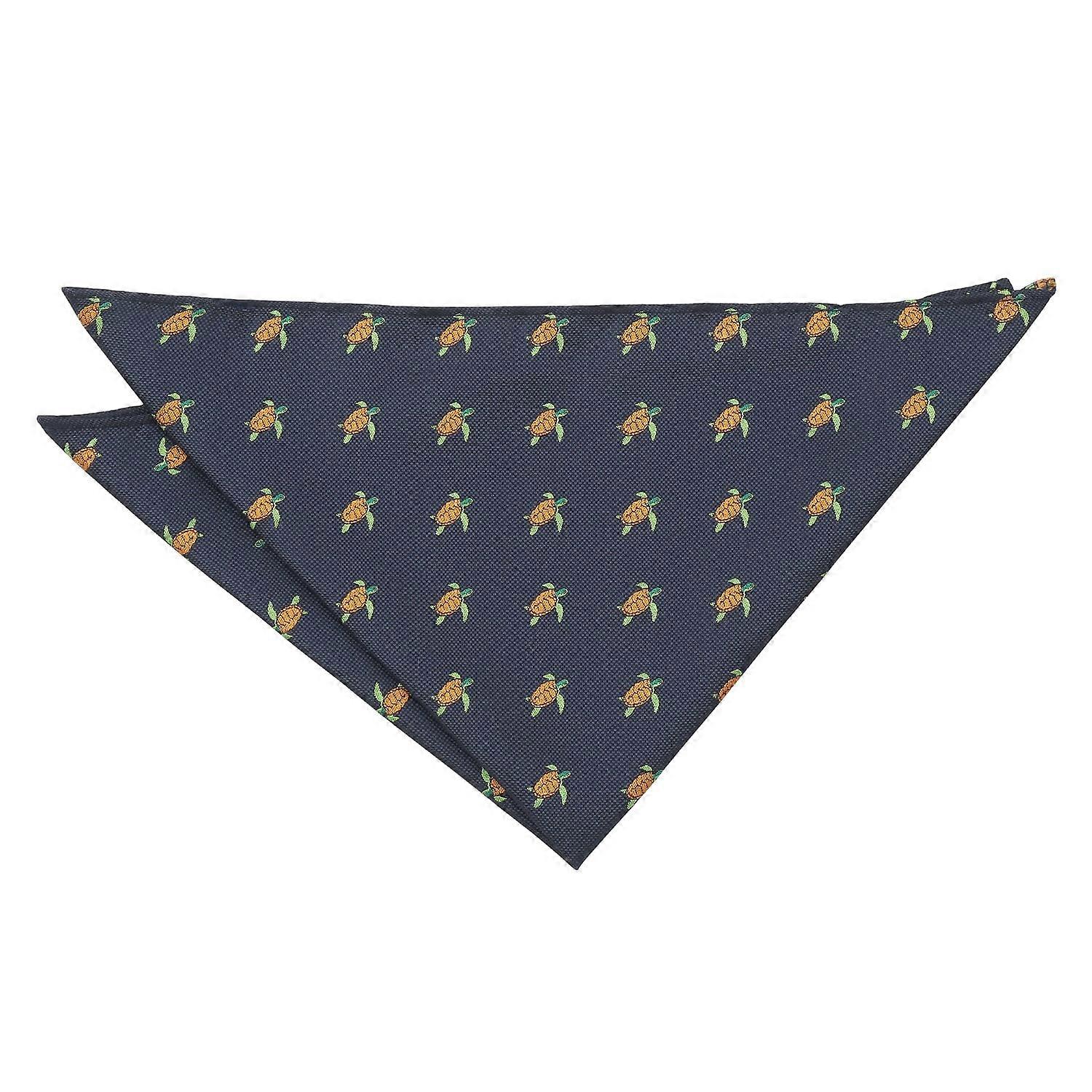Navy Blue Turtle Embroidered Pocket Square