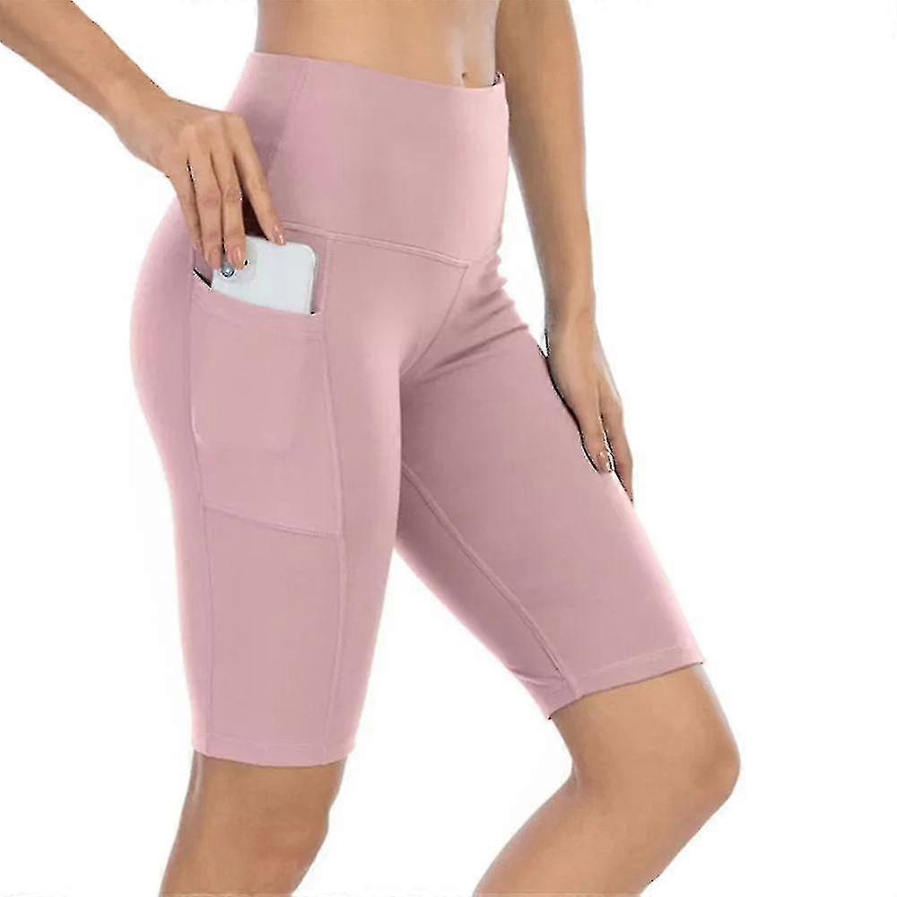 Women's high-waisted cycling shorts, Polyester spandex material, Breathable and anti-flashing, Suitable for multiple occasions