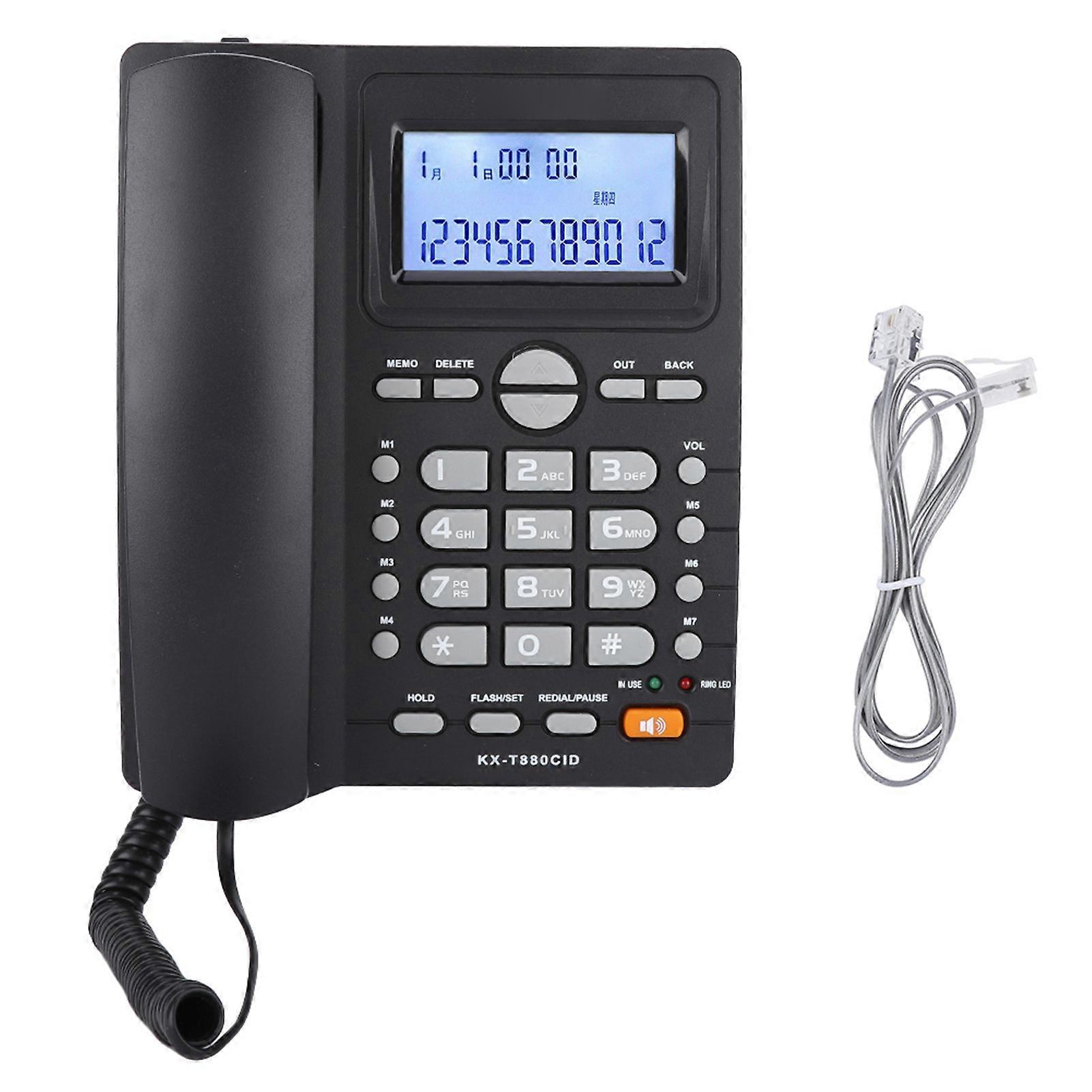 Dual port Extension Set Corded Telephone With Caller ID Display With Speakerphone(Black)