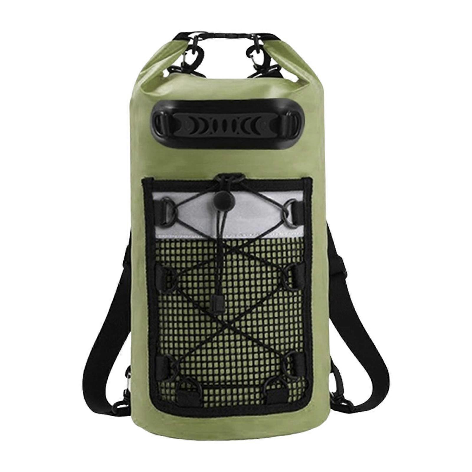 Dry Bag Floating Backpack Keeps Gear Dry Reflective Warning Strip Green