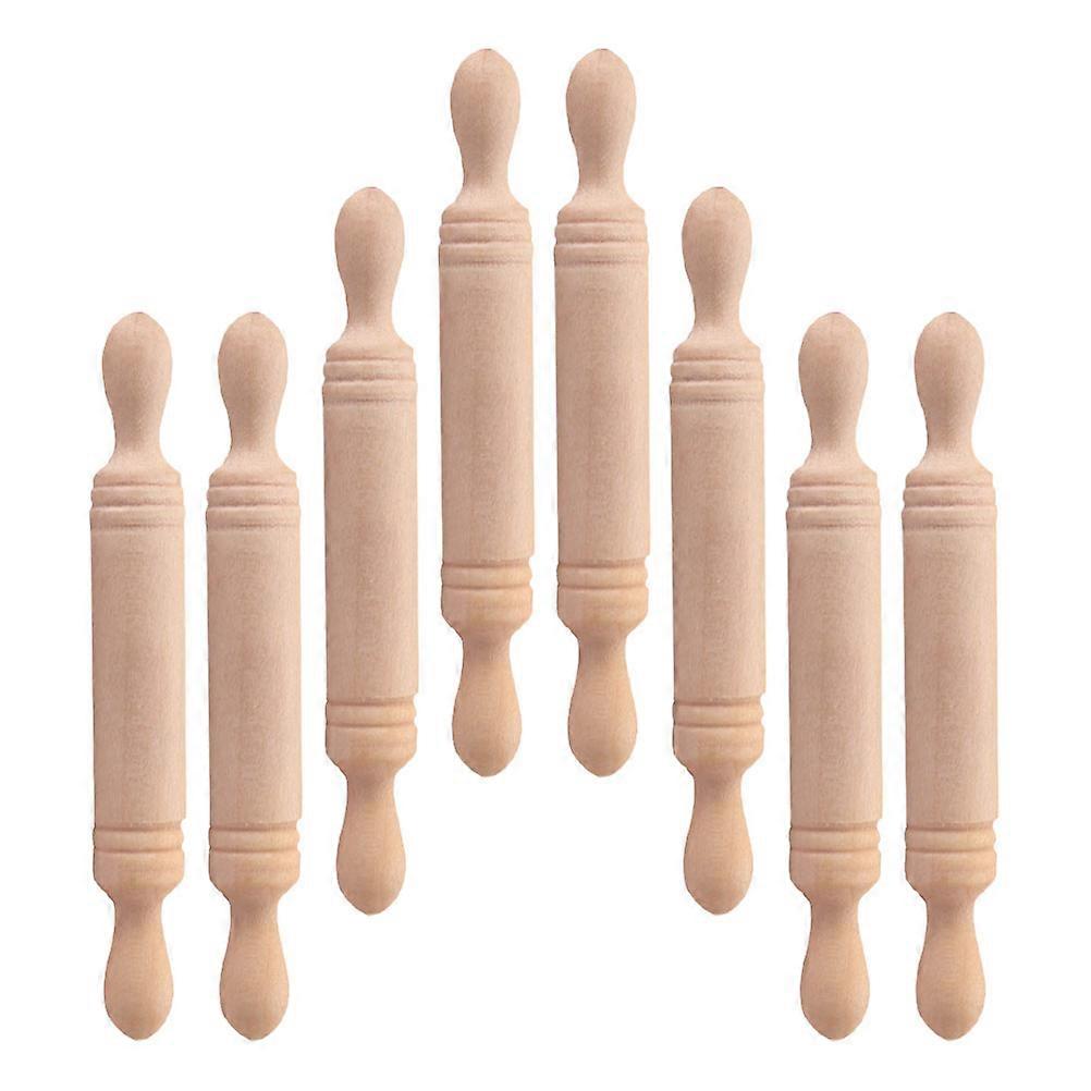 Mini Rolling Sticks 8Pcs Light Brown Wooden Set for Decoration with Smooth Edges
