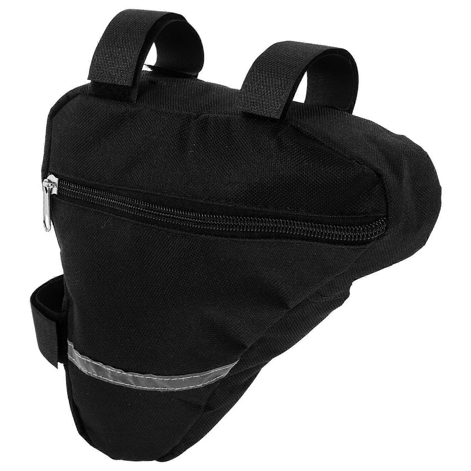 Portable Bicycle Front Bag Triangle Shape Protective Design Suitable For Cyclists Black 1Pack