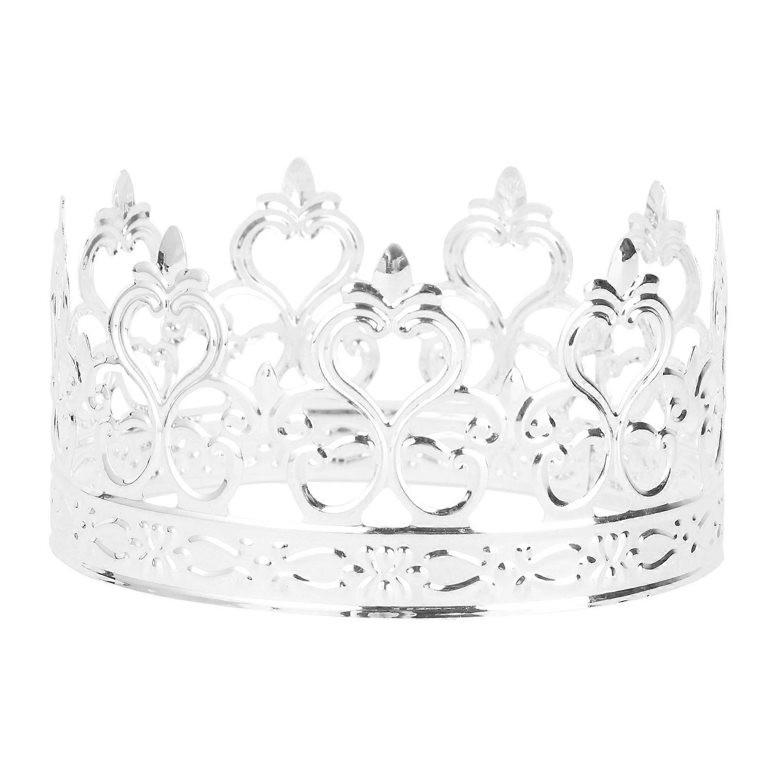 Hollow Patterned Crown Decoration For Kids Birthdays And Parties In Premium Silver Design 1Pc