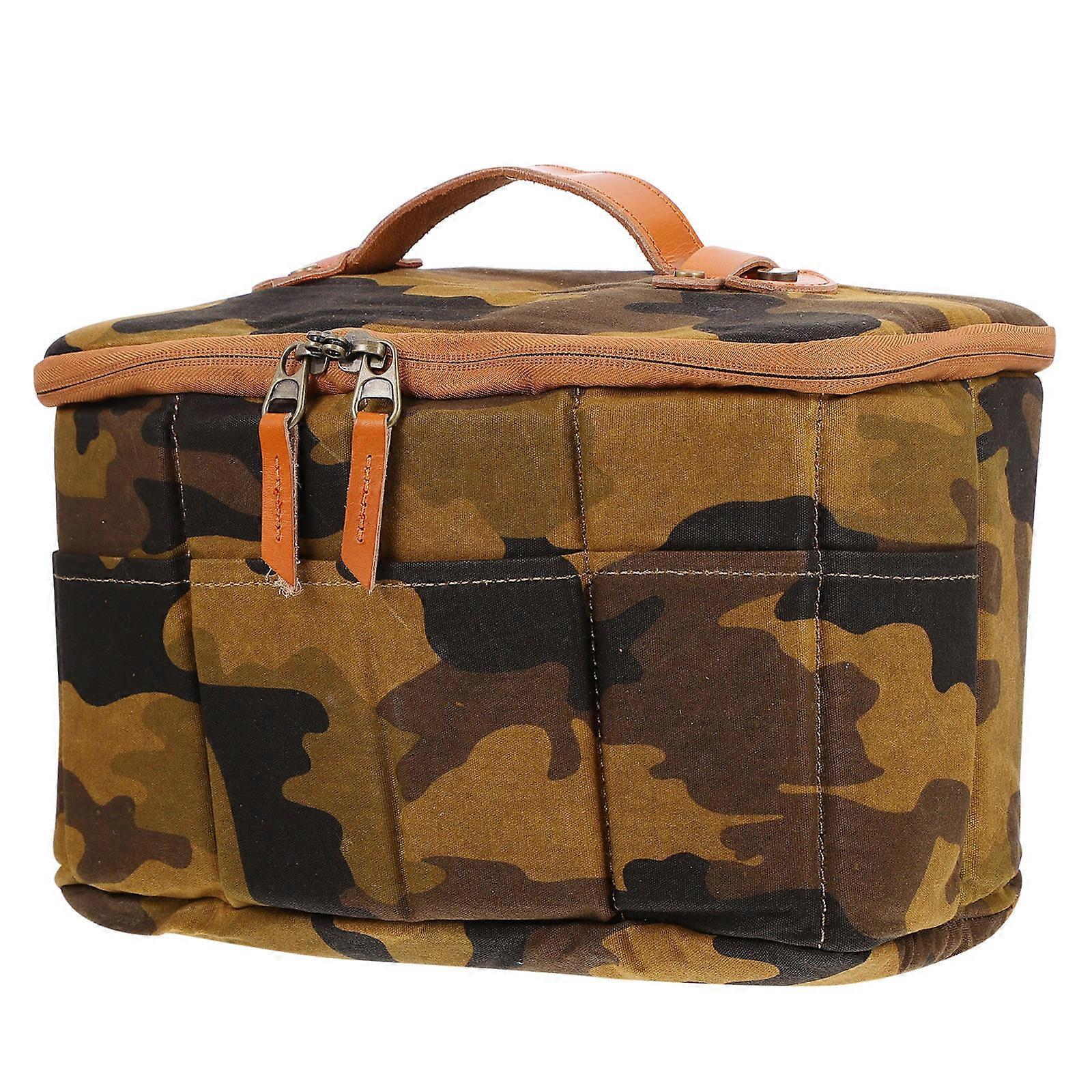 Camera Carrying Case 1Pack Designed For Travelers With Waterproof Capability And Brown Canvas Construction Measuring 28X19.5X15Cm