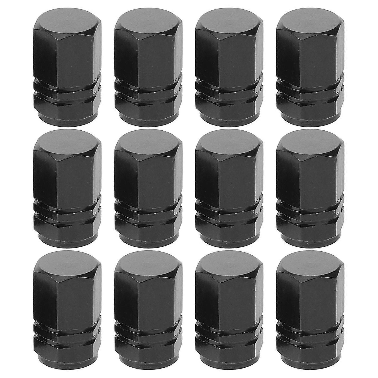 Black Aluminum Alloy Tire Valve Caps for Car Use 24 Pieces Dustproof and Waterproof