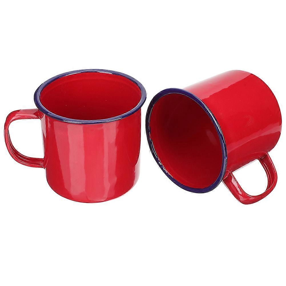 Enamel Camping Cup 2Pcs Dark Red Reusable Travel Mugs Suitable For Hot And Cold Beverages